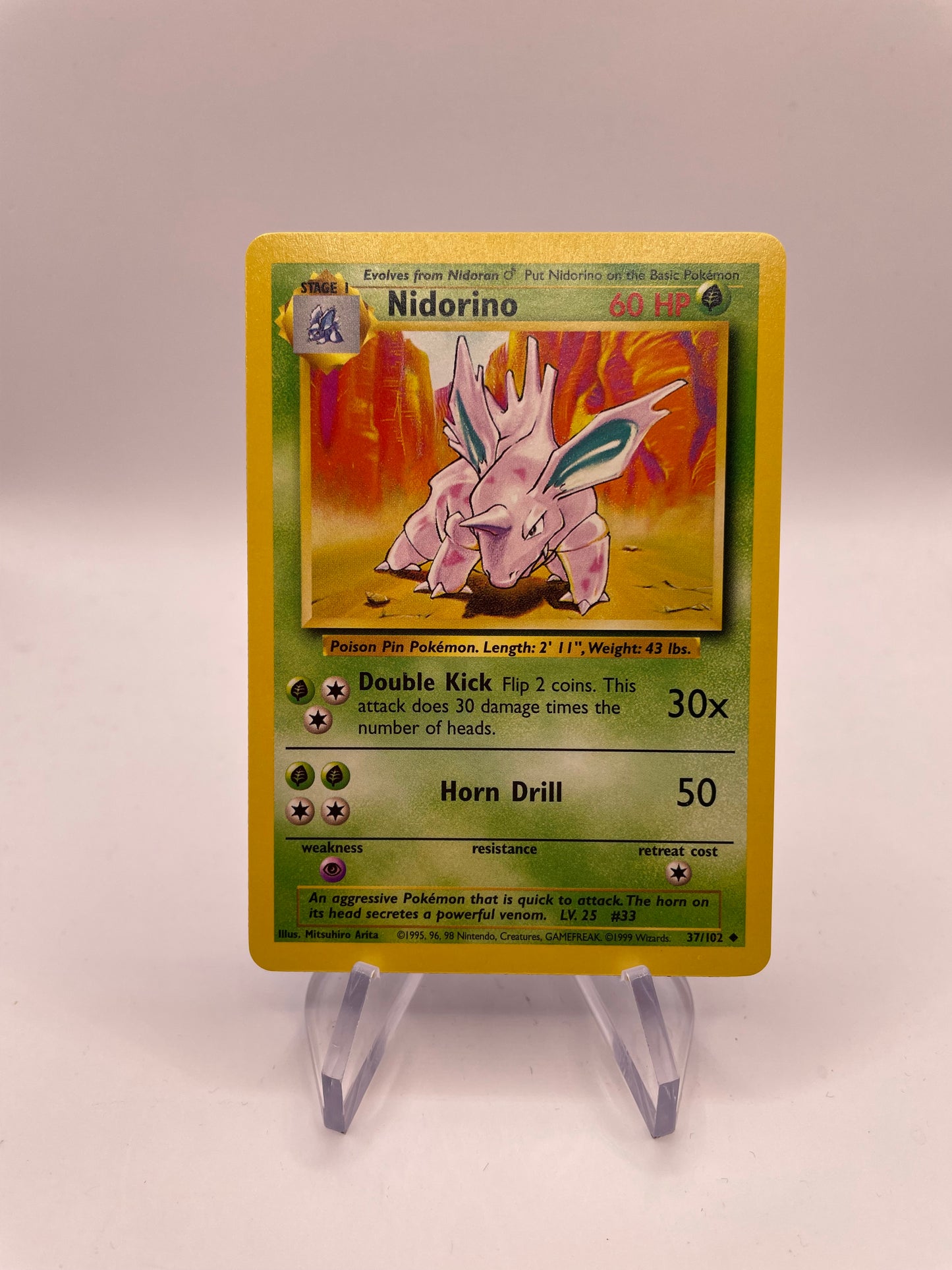 Pokemon Karte Base Set Nidorino 37/102 Englisch