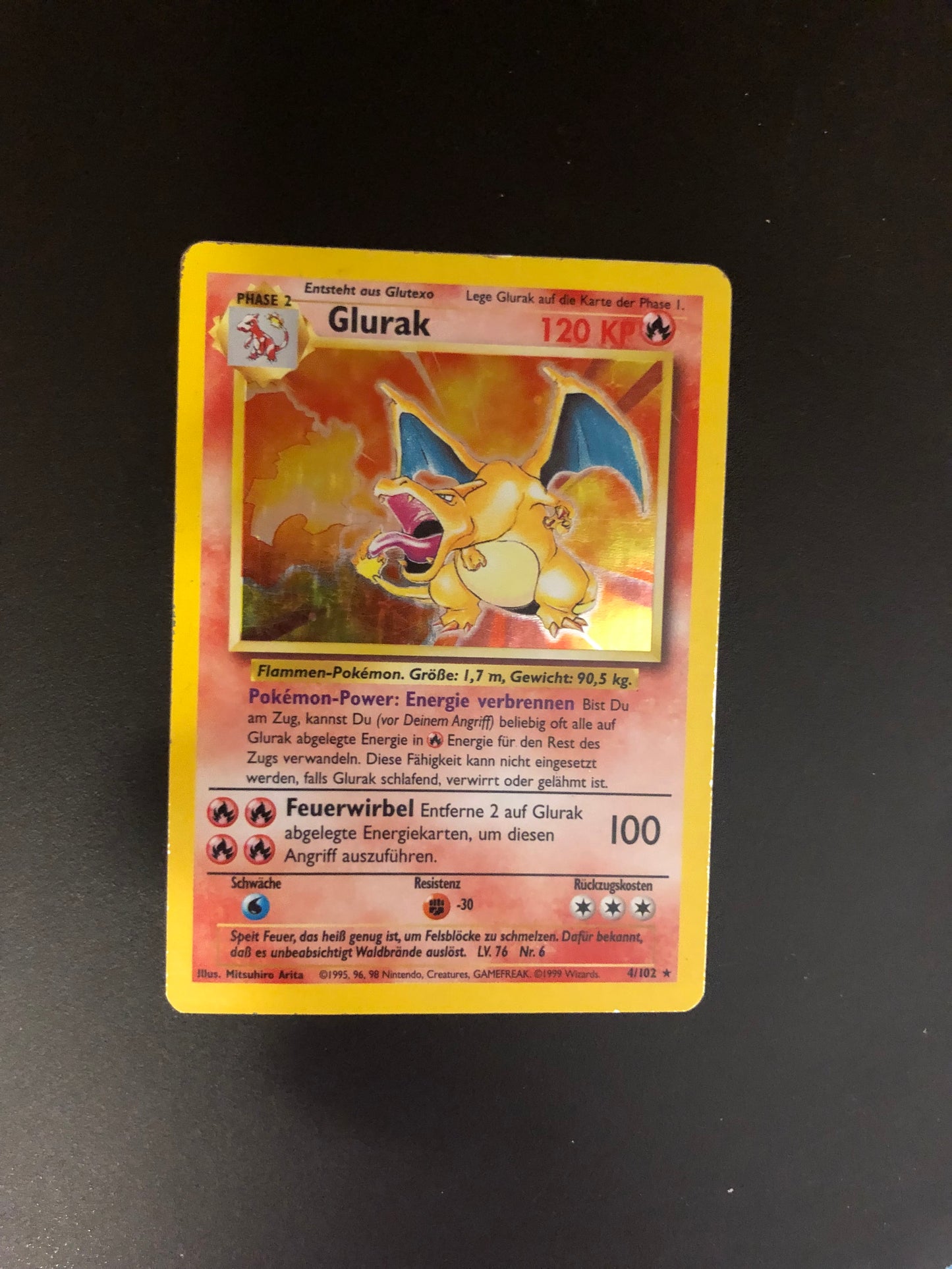 Pokemon Karten Holo Base Set Glurak 4/102 Deutsch