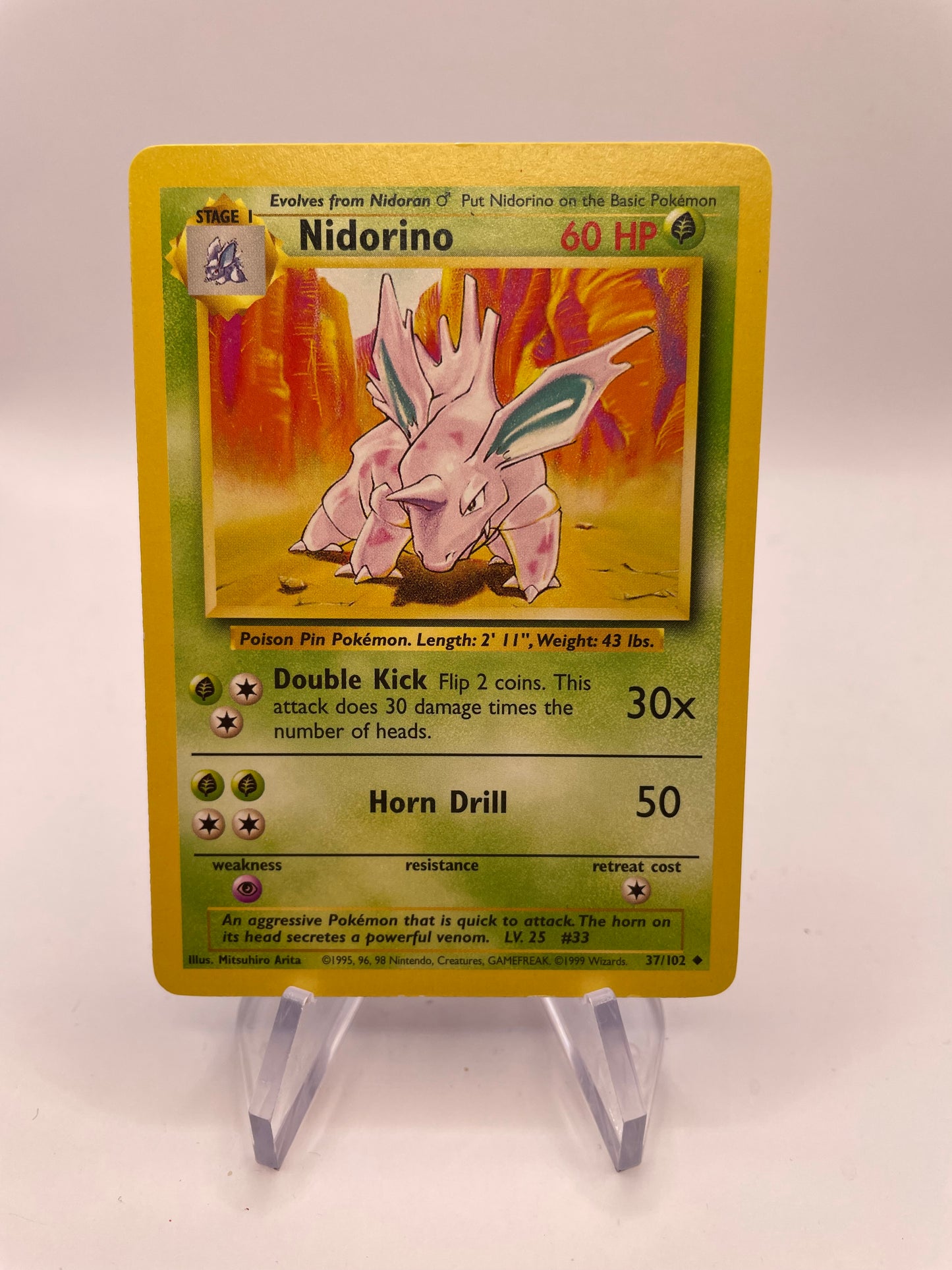 Pokemon Karte Base-Set Nidorino 37/102 Englisch