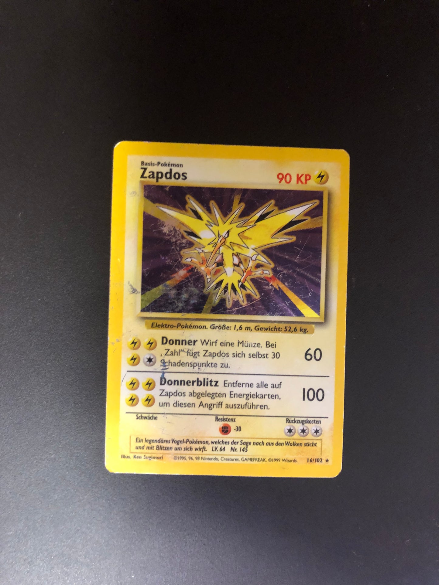 Pokemon Karten Holo Zapdos 16/102 Deutsch