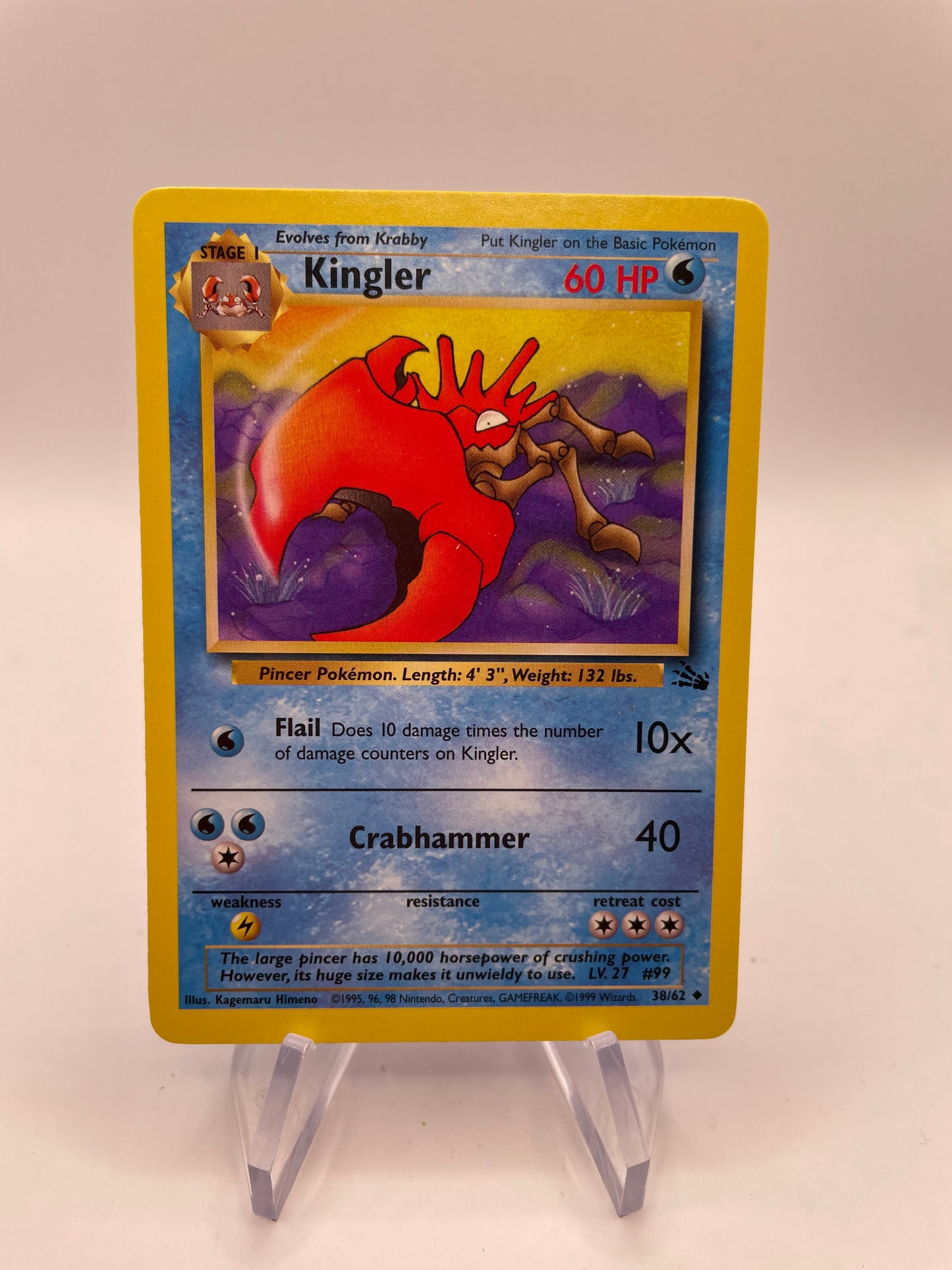 Pokemon Karte Kingler 38/62 Fossil Englisch