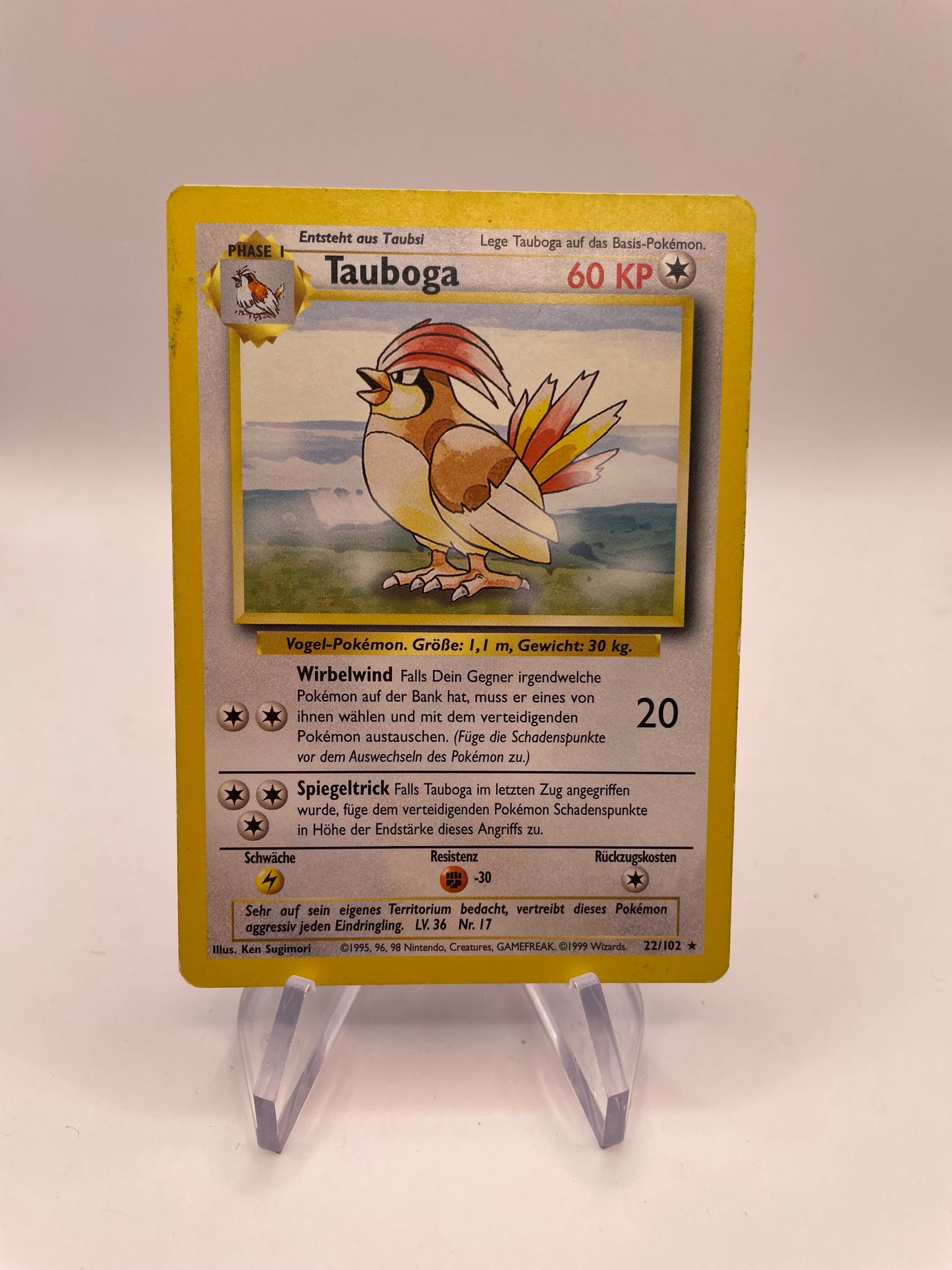 Pokemon Karte Base-Set Tauboga 22/102 Deutsch