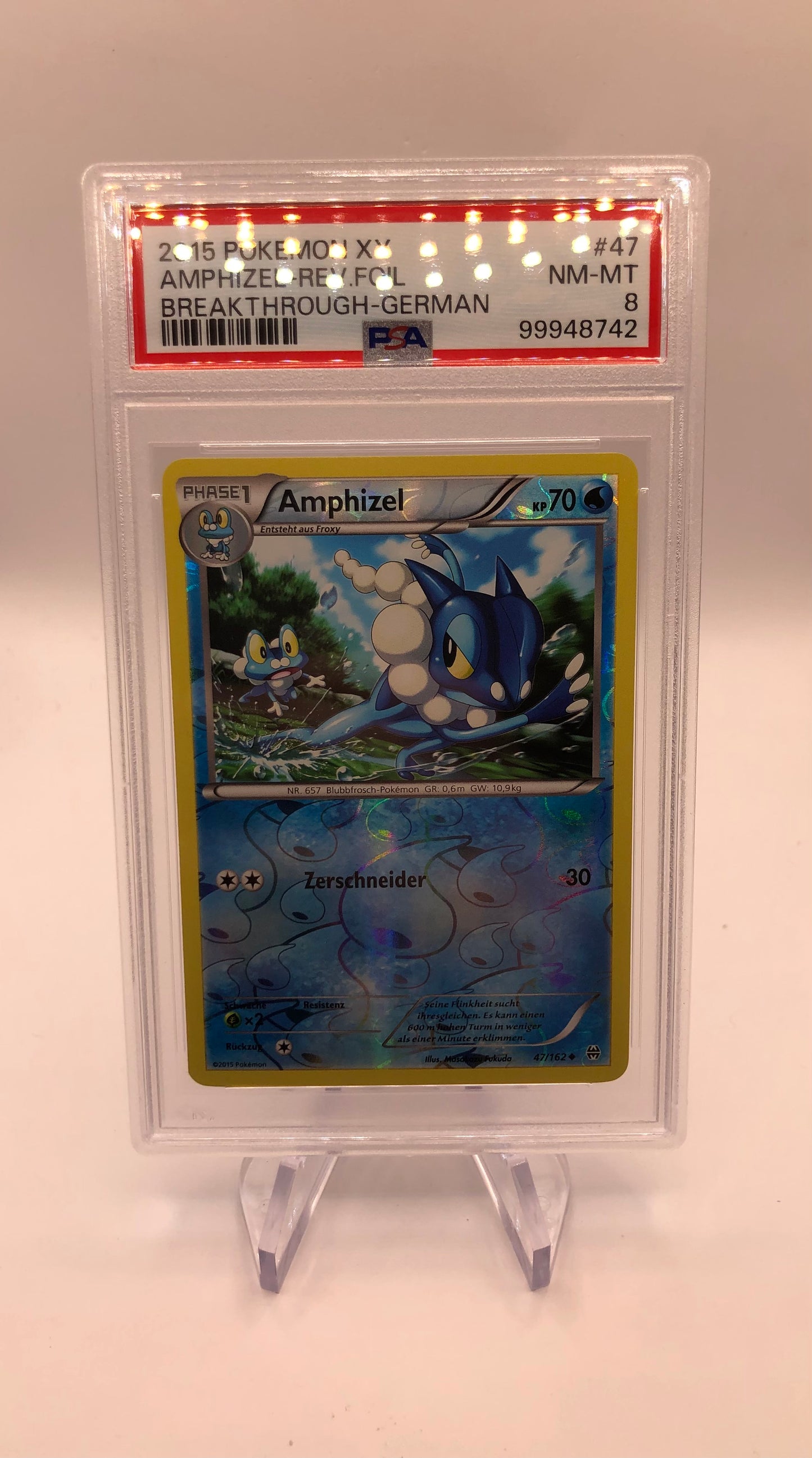 Pokemon Karte PSA 8 Amphizel 47/162 Deutsch