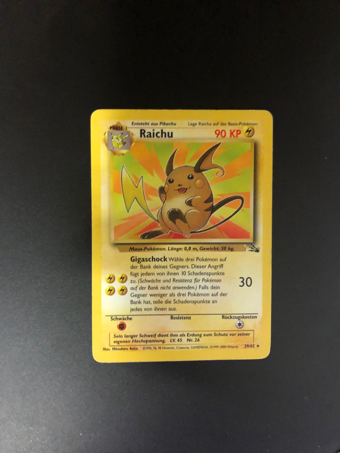Pokemon Karte Fossil Raichu 29/62 Deutsch