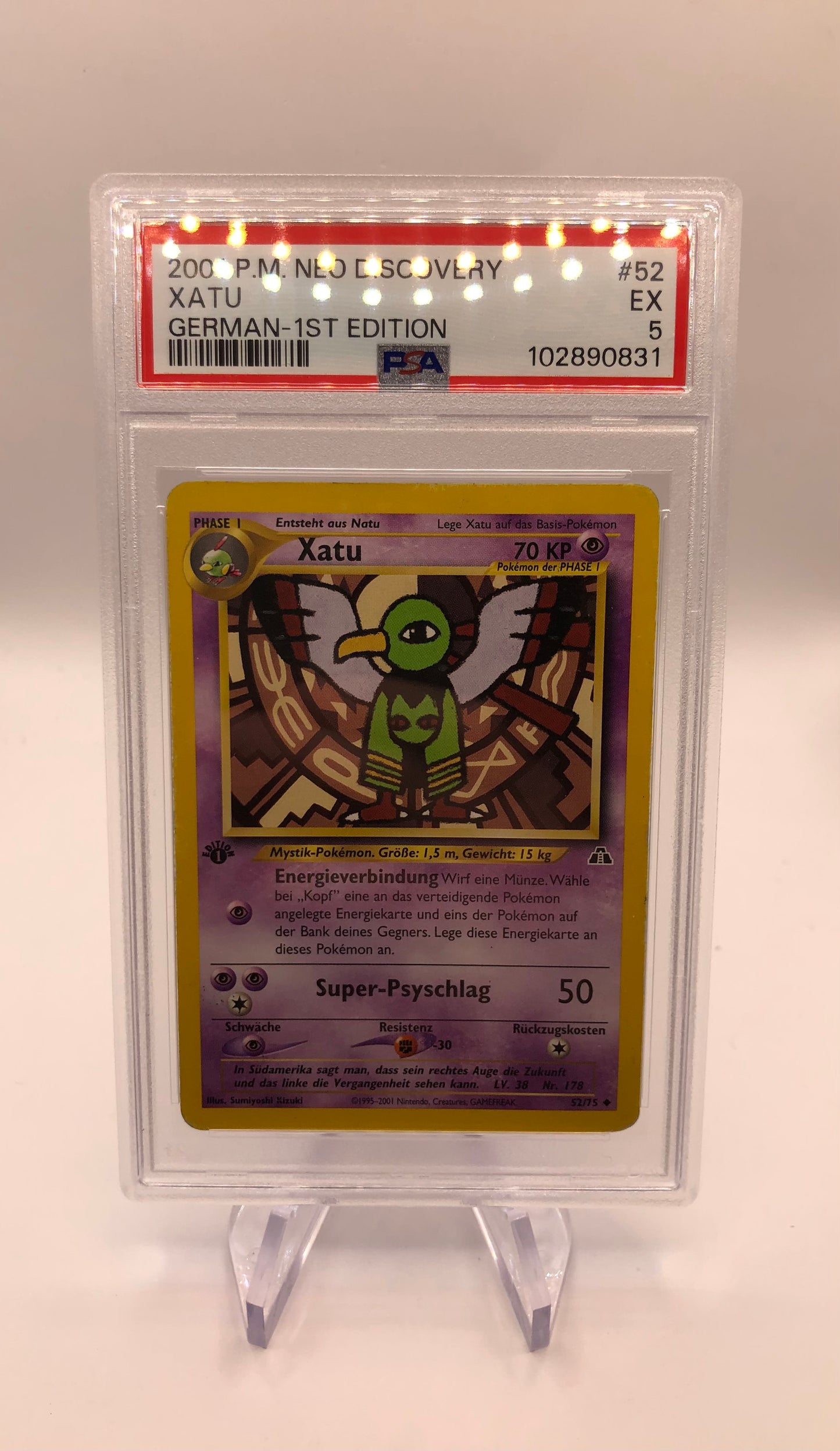 Pokemon Karte PSA 5 1.Edition Xatu 52/75 Deutsch