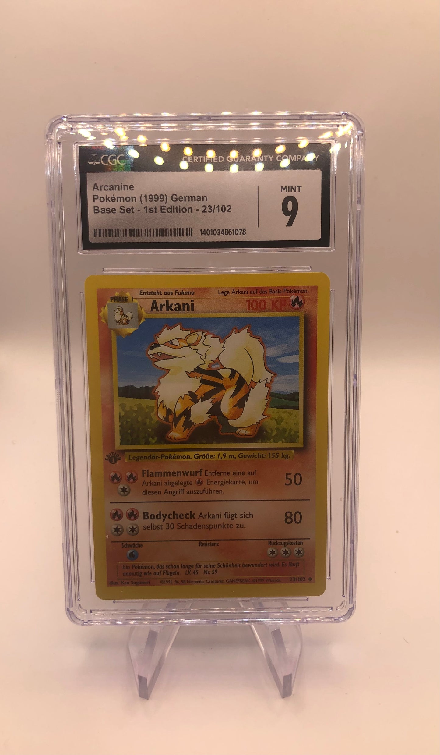 Pokemon Karte 1.Edition CGC 9 Arcani 23/102 Deutsch