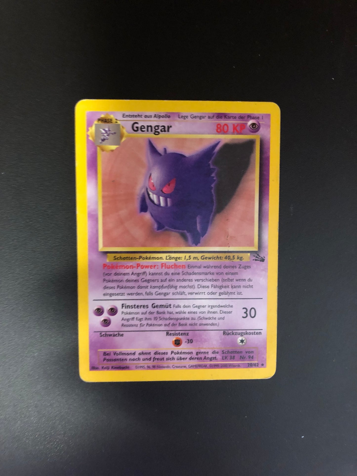 Pokemon Karten Fossil Gengar 20/62 Deutsch
