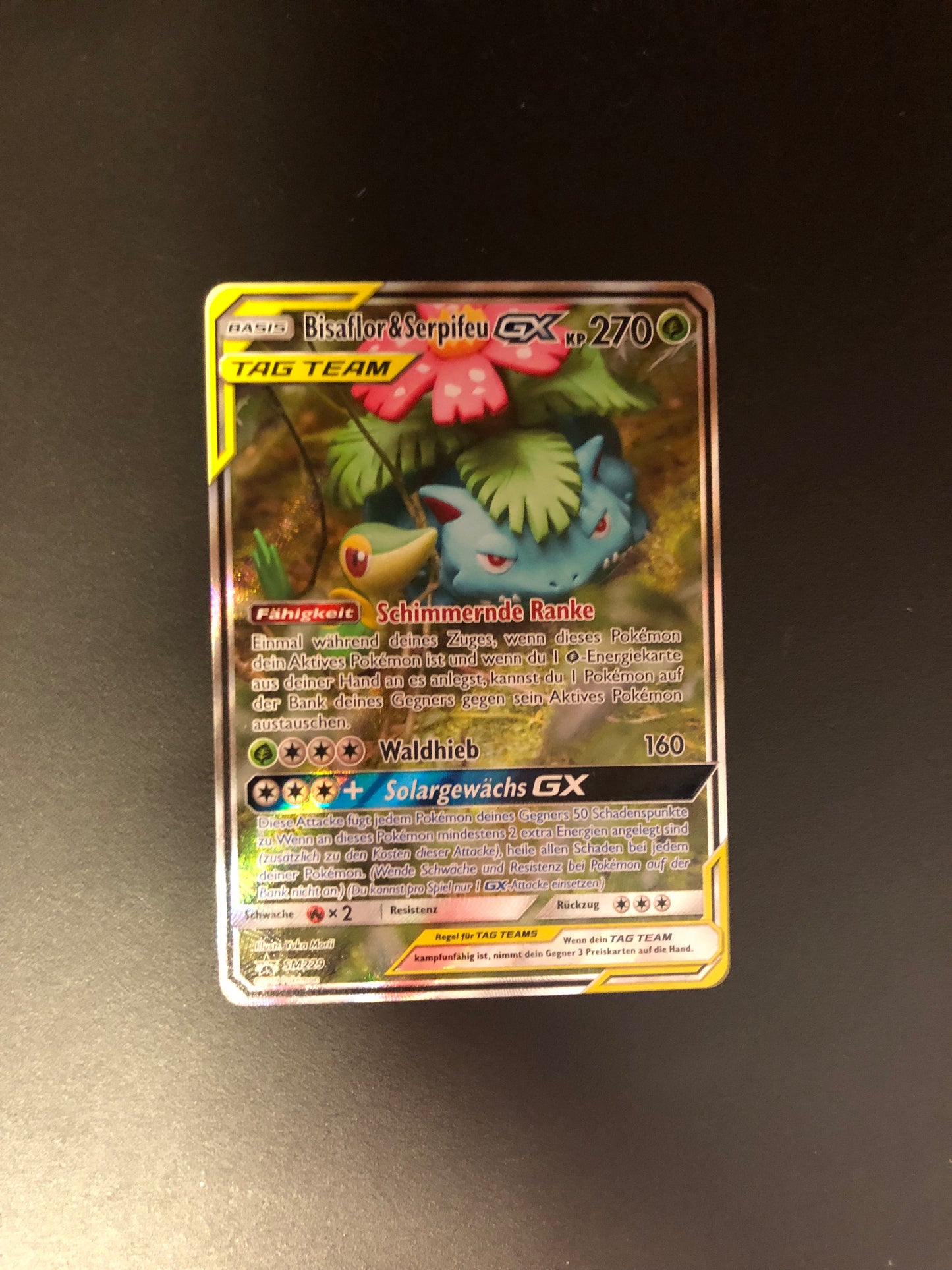 Pokemon Karte GX Tag Team Promo Bisaflor&Serpifeu SM229 Deutsch