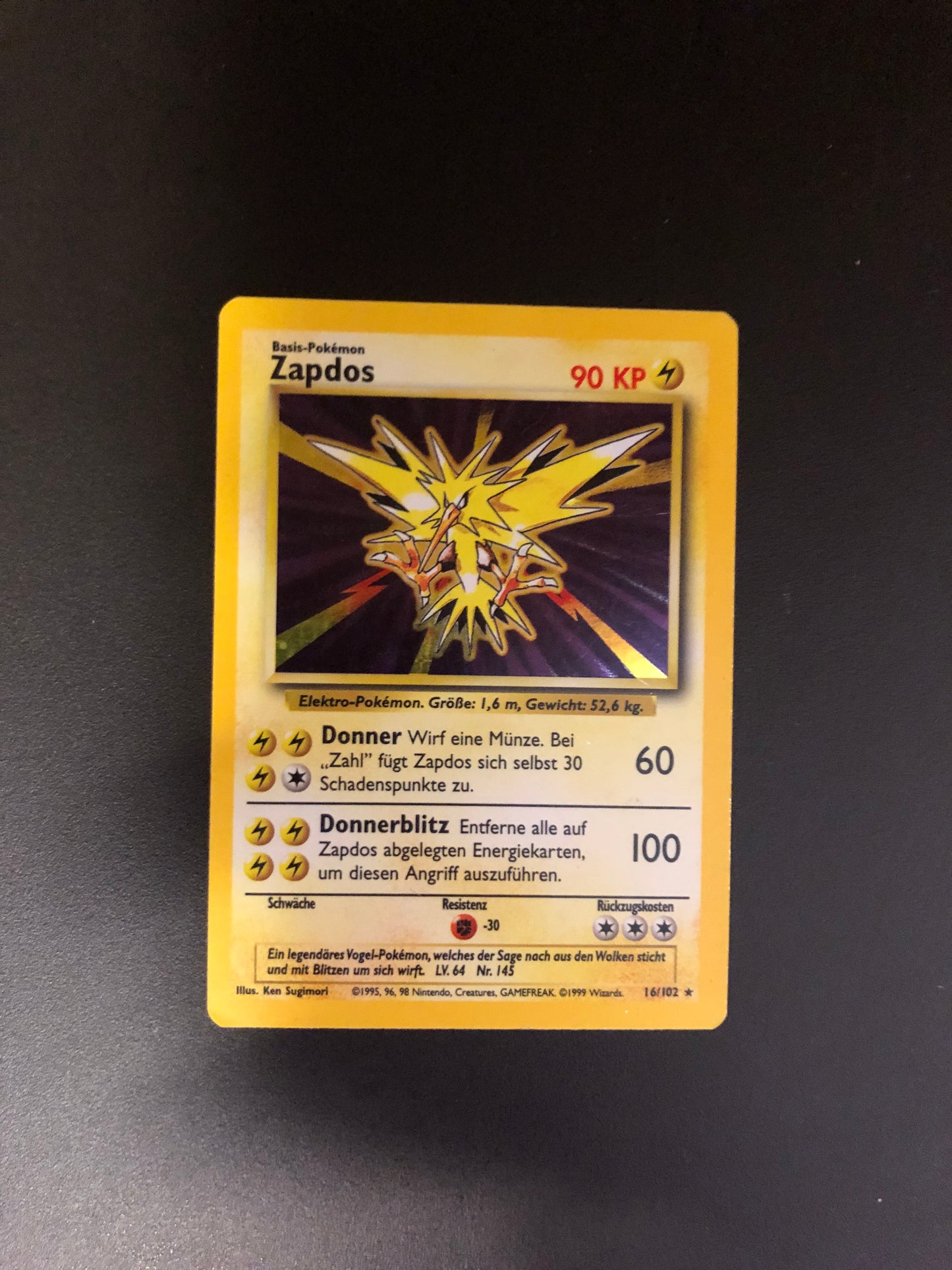 Pokemon Karten Holo Zapdos 16/102 Deutsch