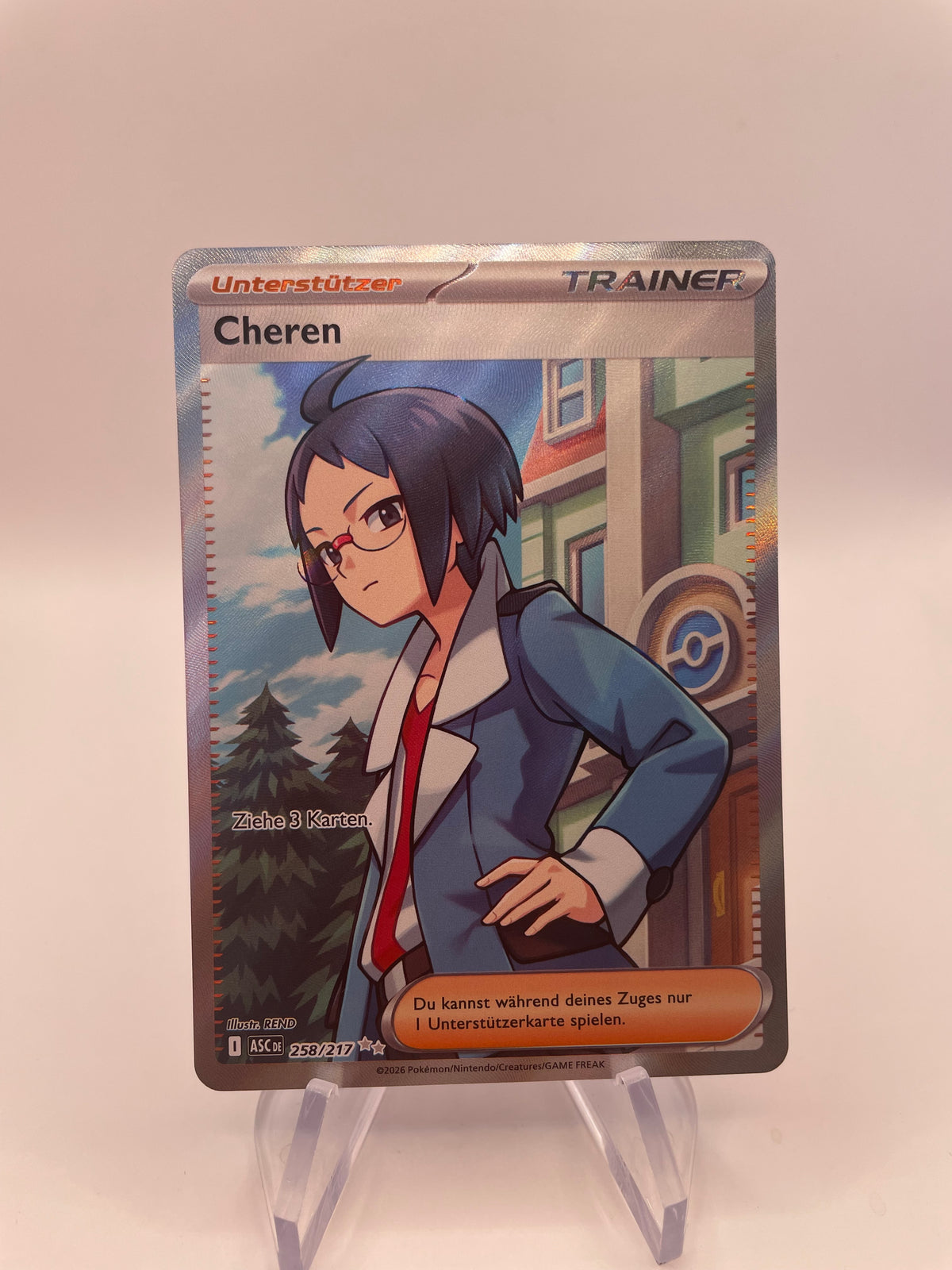 Pokemon Karte Trainer Cheren 258/217 Deutsch