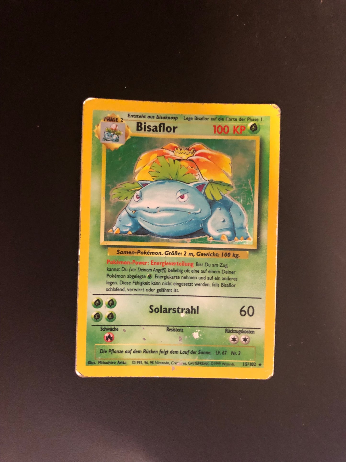 Pokemon Karte Holo Base Set Bisaflor 15/102 Deutsch