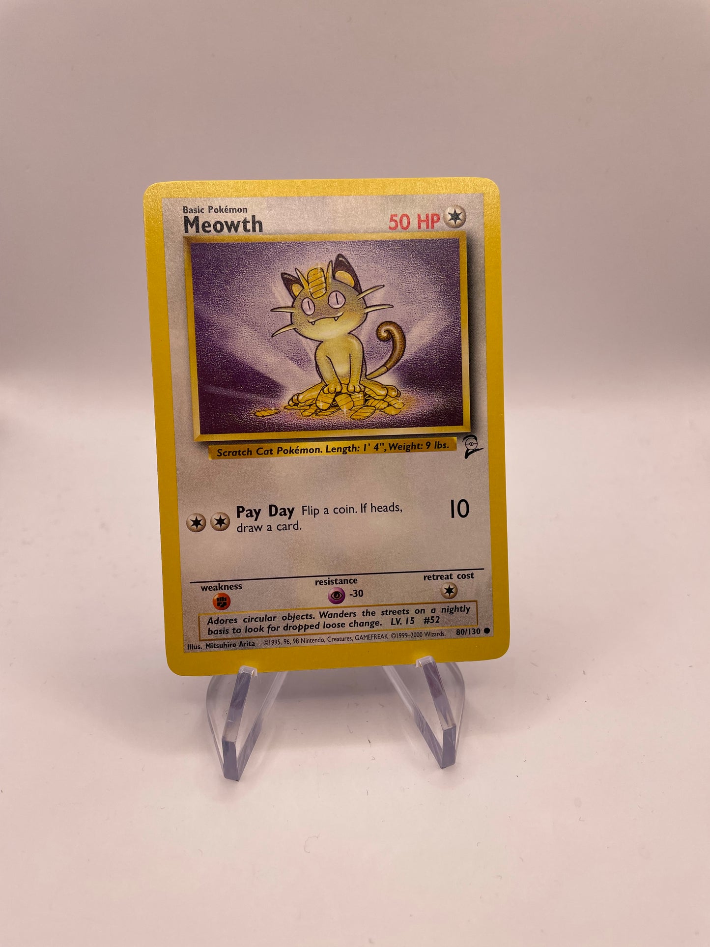 Pokemon Karte Base Set 2 Meowth 80/130 Englisch