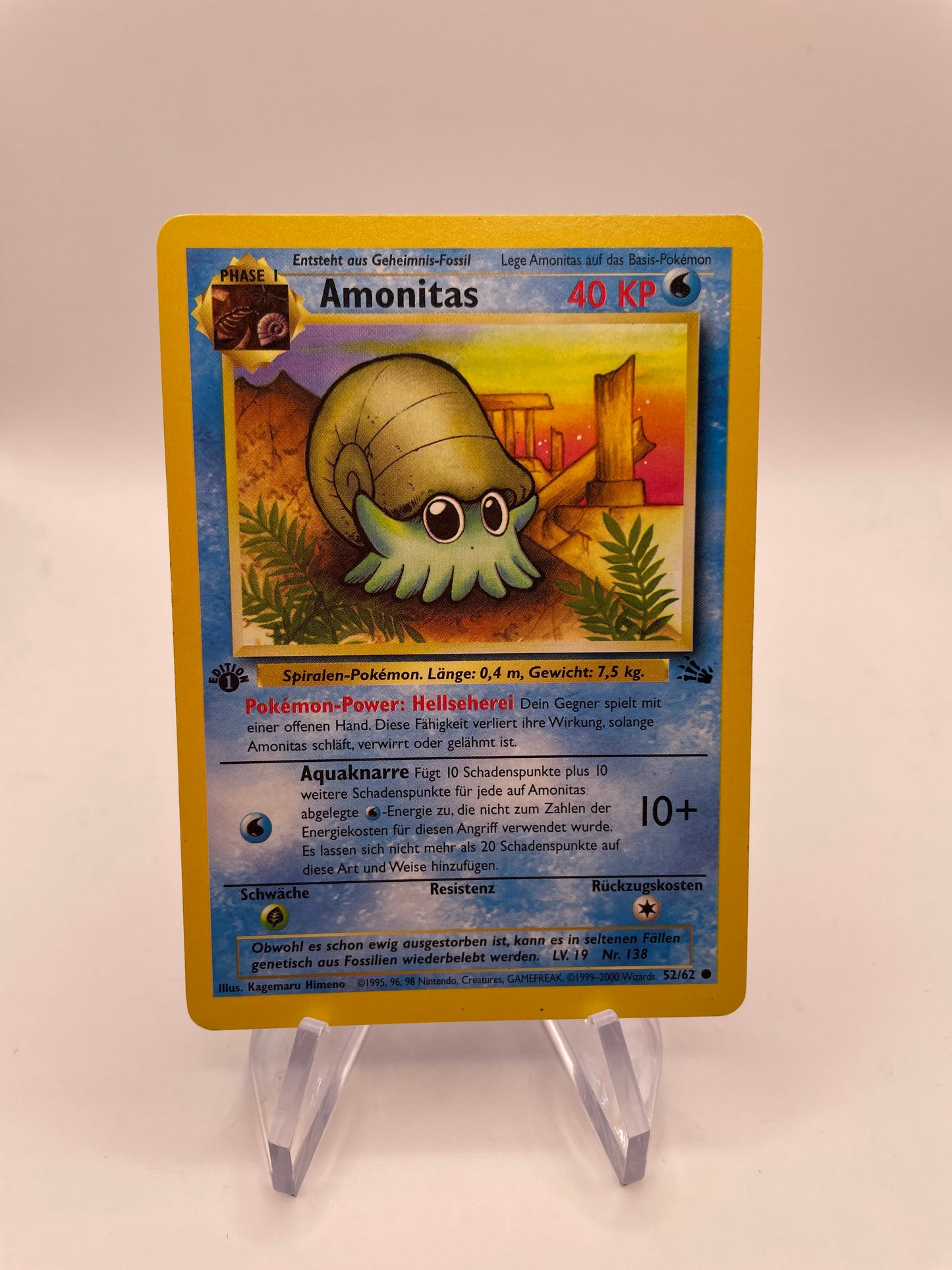 Pokemon Karte Fossil Amonitas 52/62 Deutsch