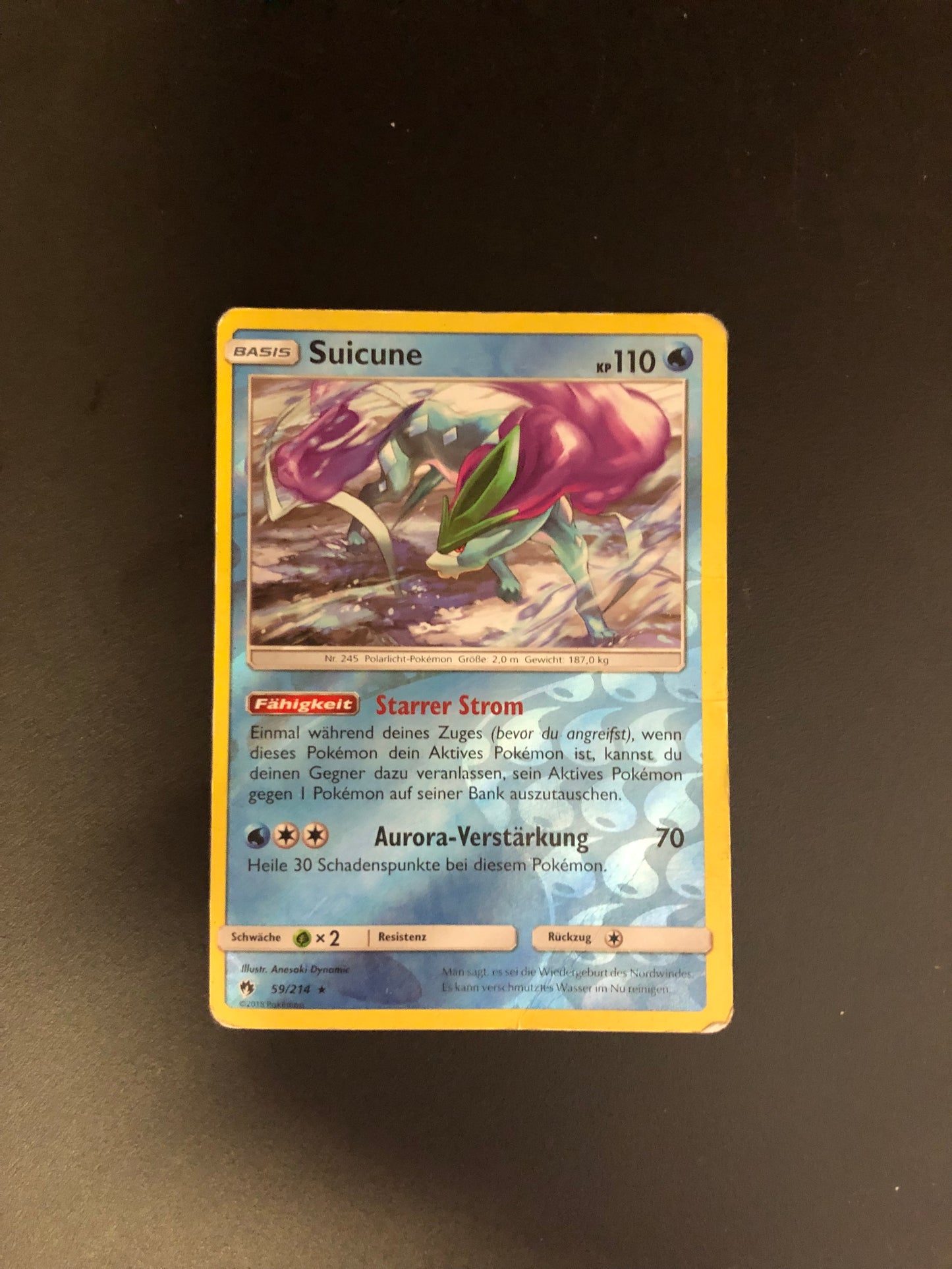 Pokemon Karte Revers Suicune 59/214 Deutsch