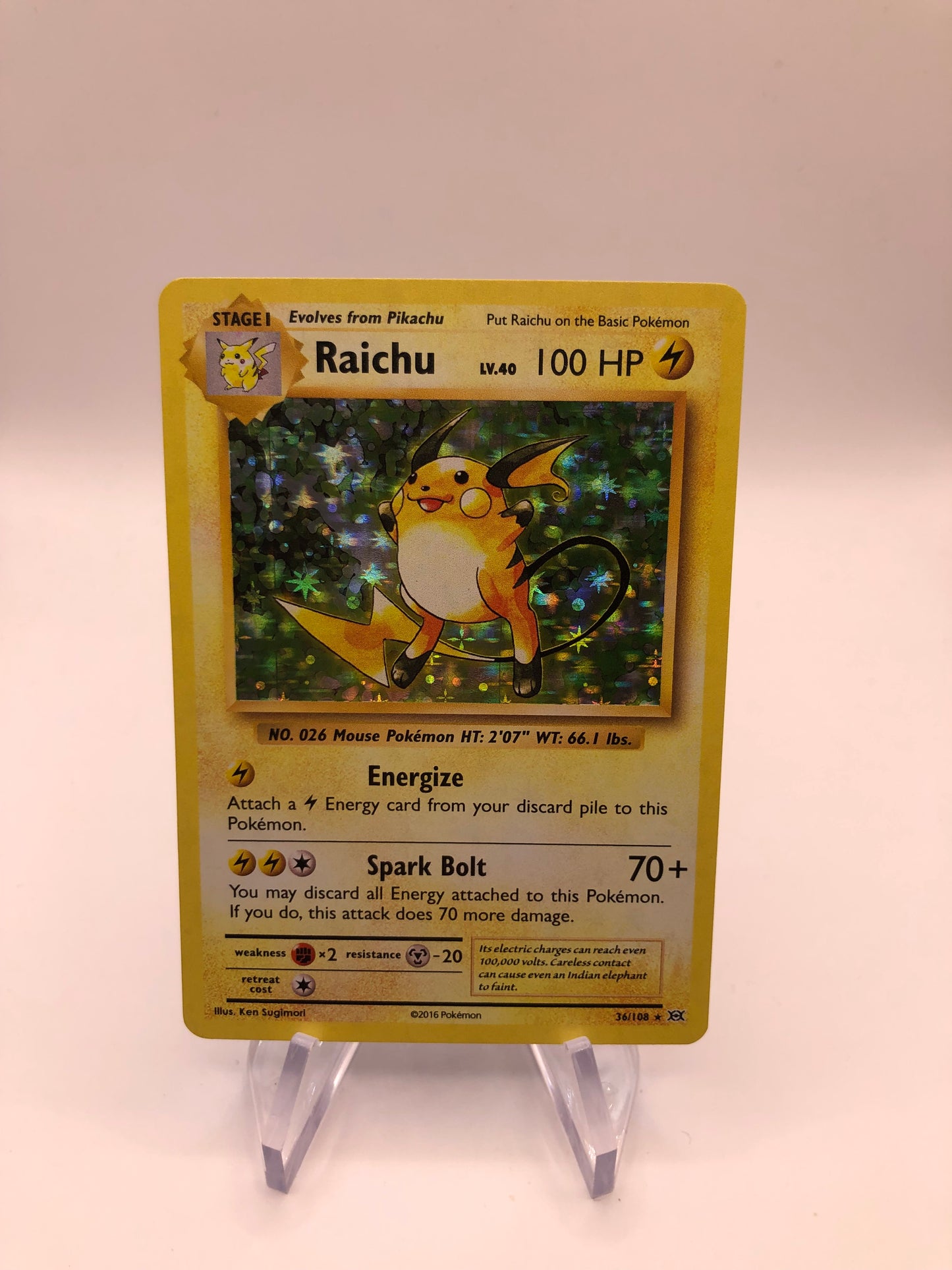 Pokemon Karte Holo Raichu 36/108 Englisch