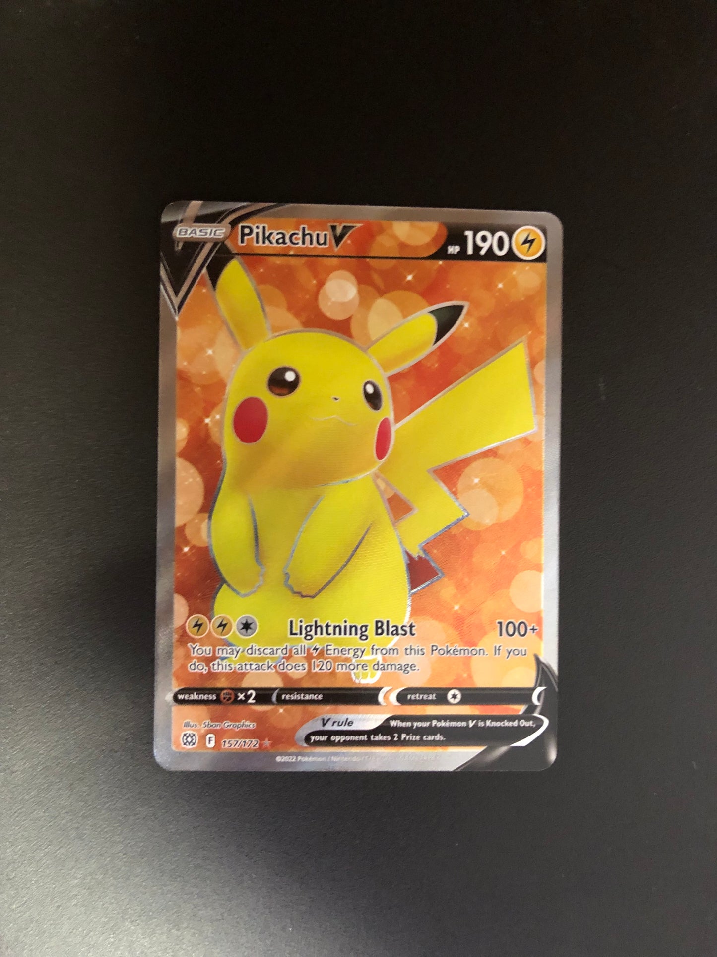 Pokemon Karte V Fullart Pikachu 157/172 Englisch