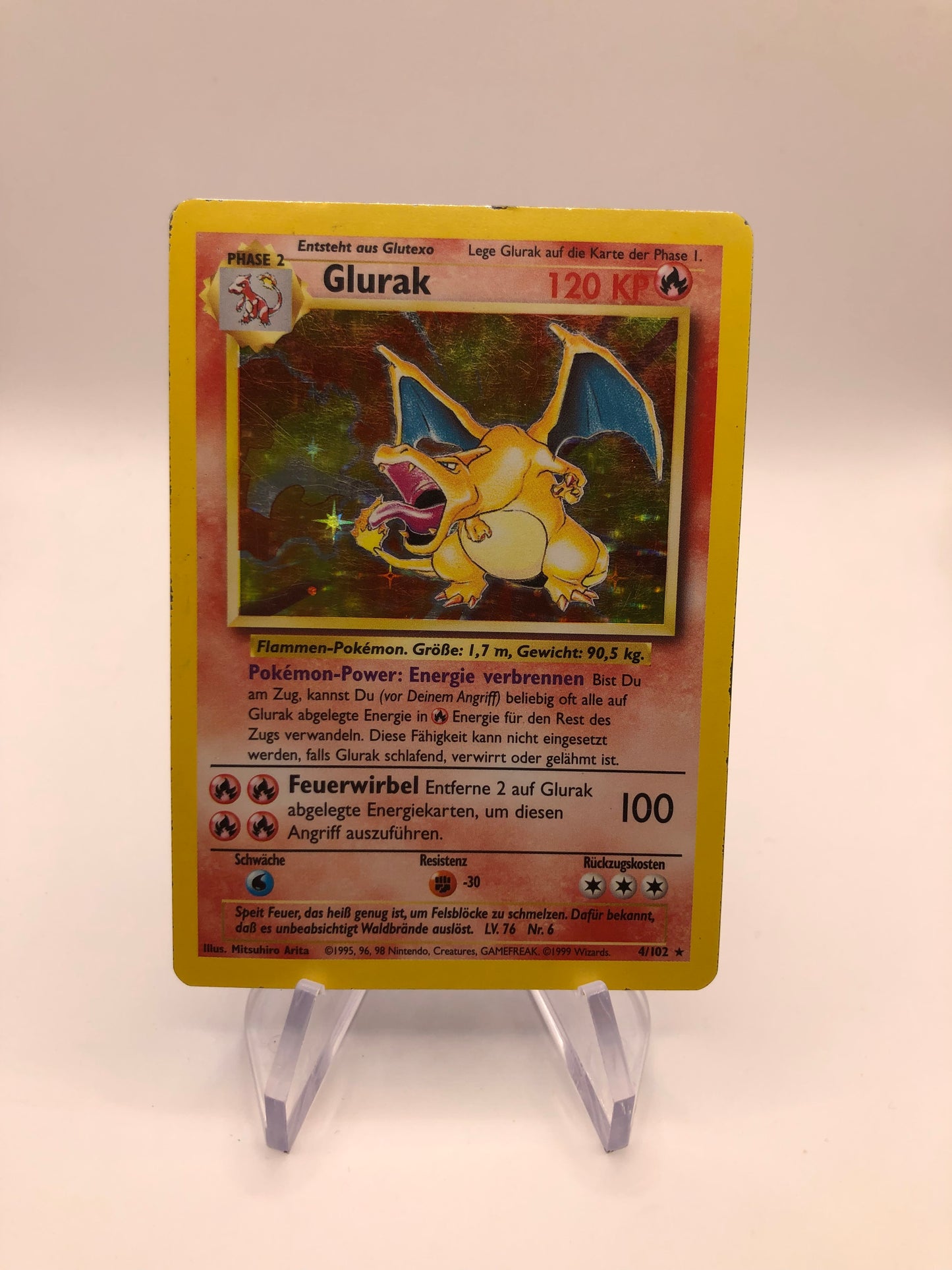 Pokemon Karten Holo Base Set Glurak 4/102 Deutsch
