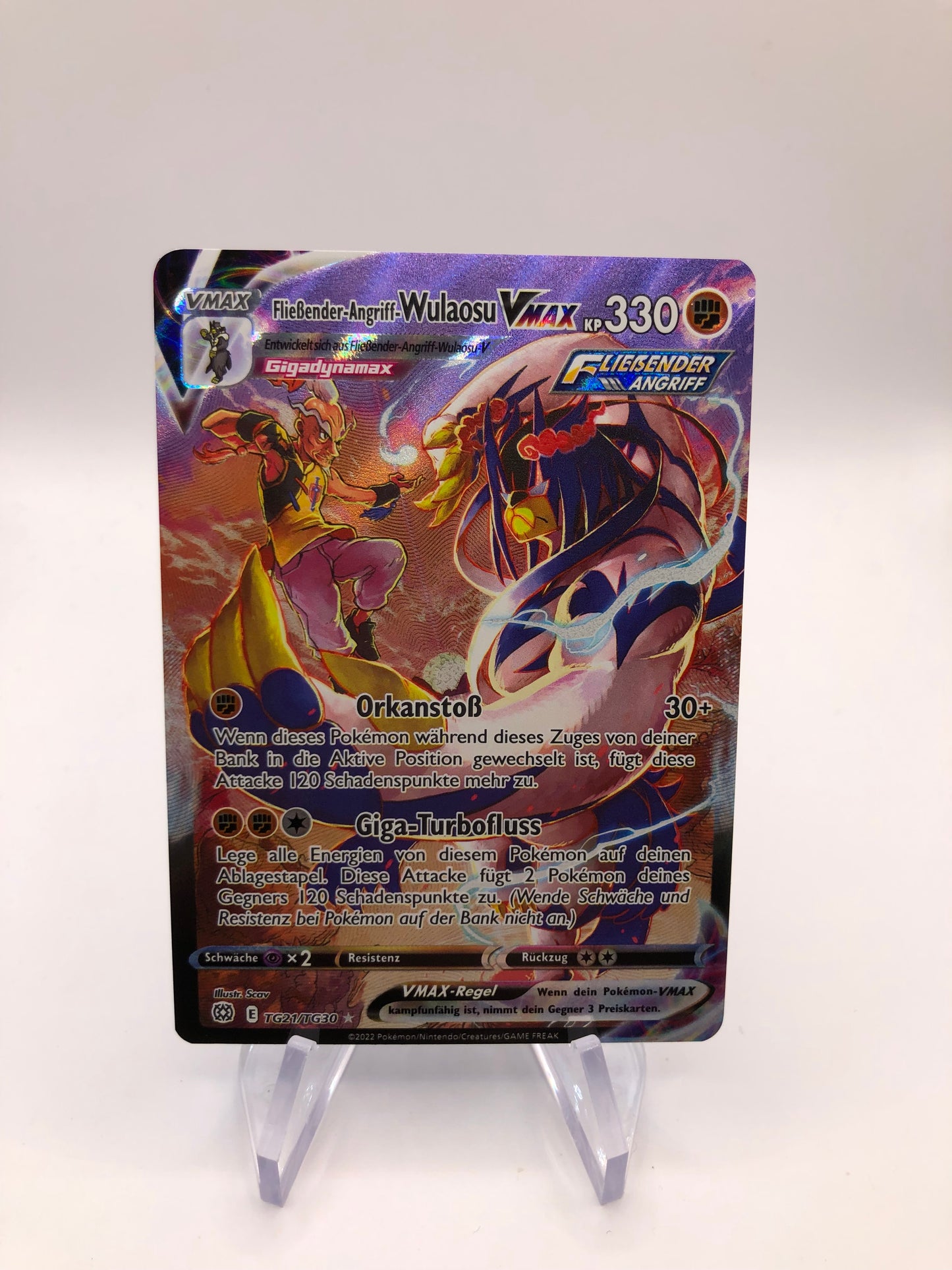 Pokemon Karte Vmax Fullart Fließender-Angriff-Wulaosu TG21/TG30 Deutsch