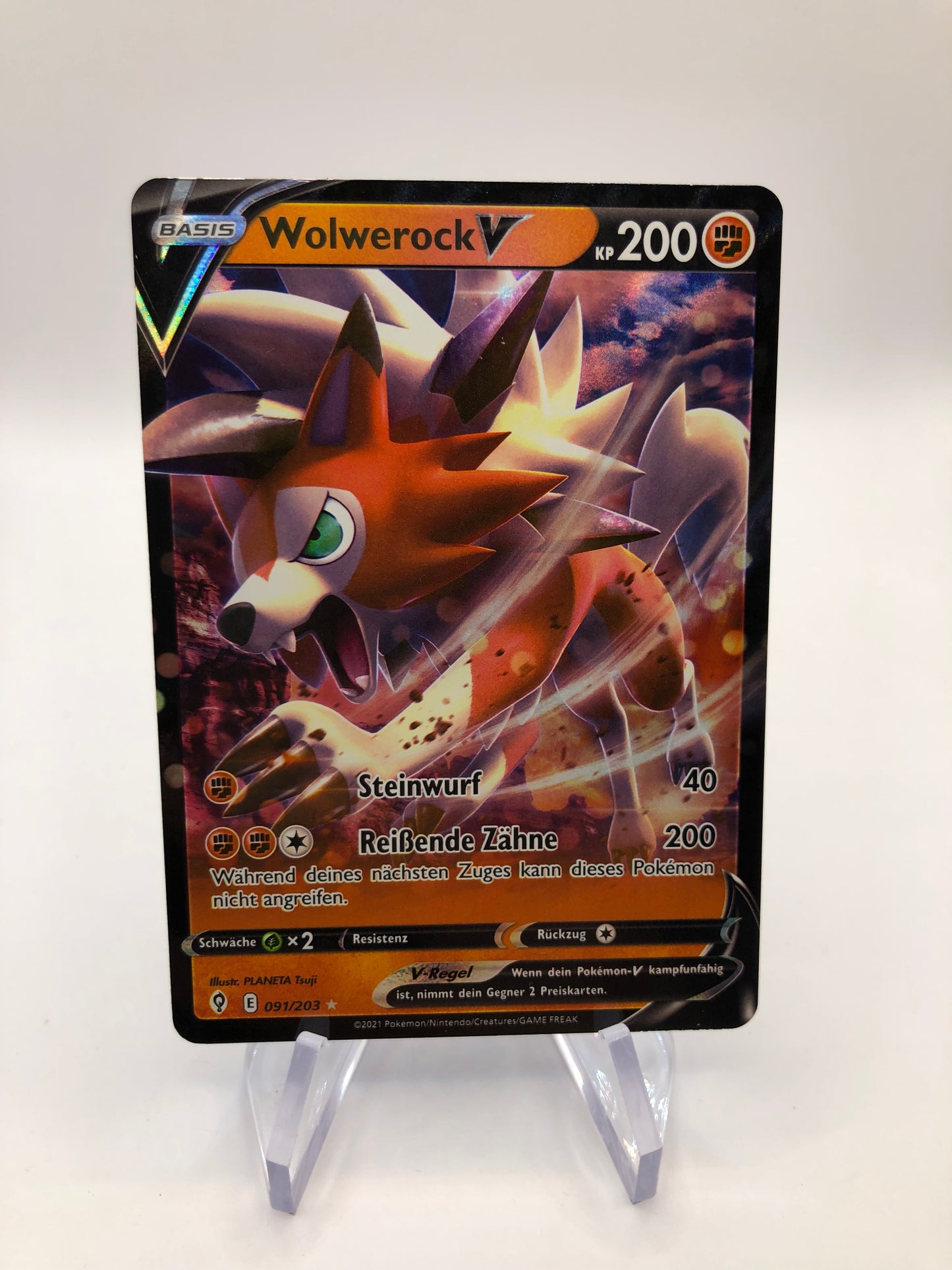 Pokemon Karte V Wolwerock 91/203 Deutsch