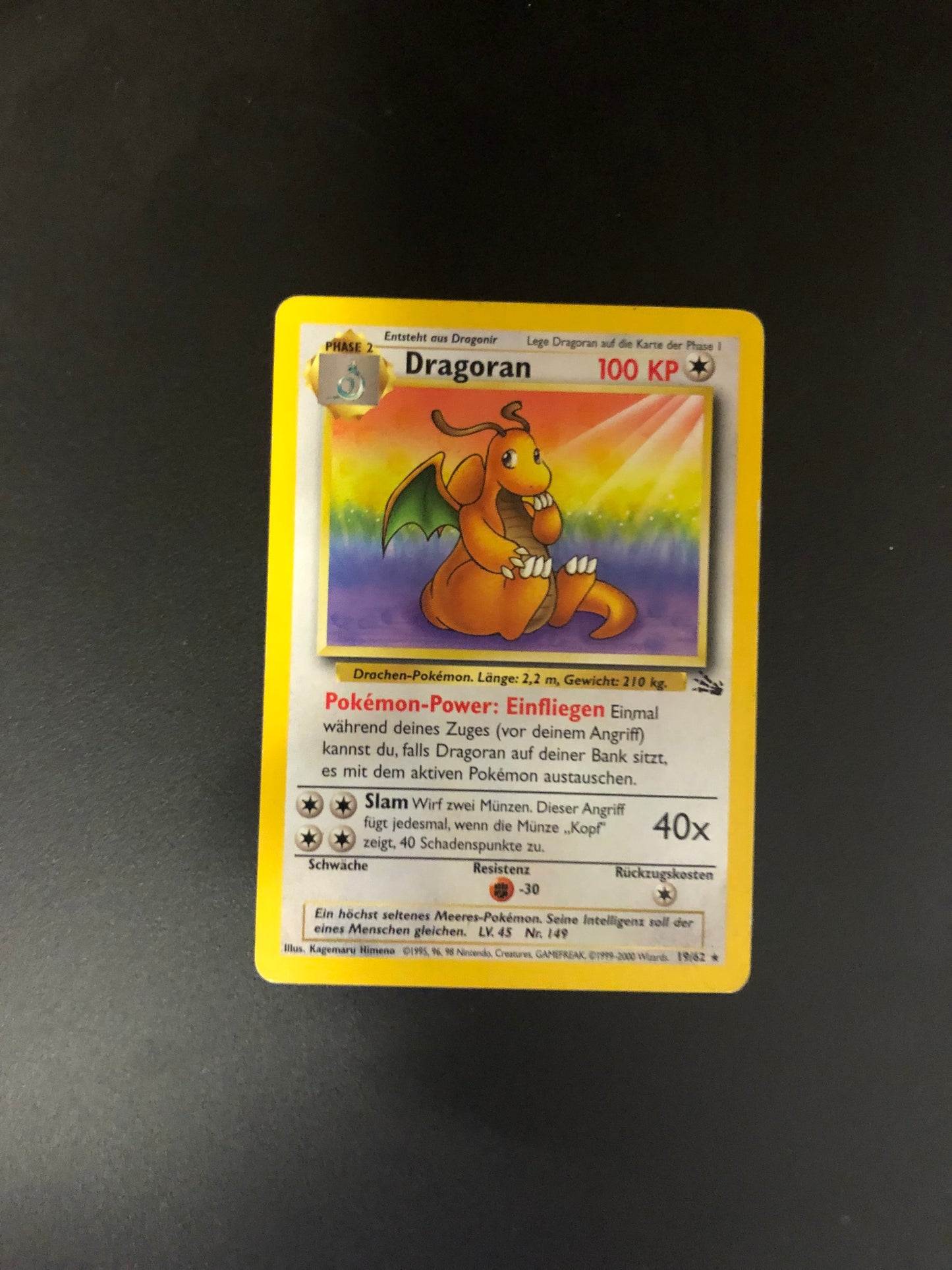 Pokemon Karte Fossil Dragoran 19/62 Deutsch