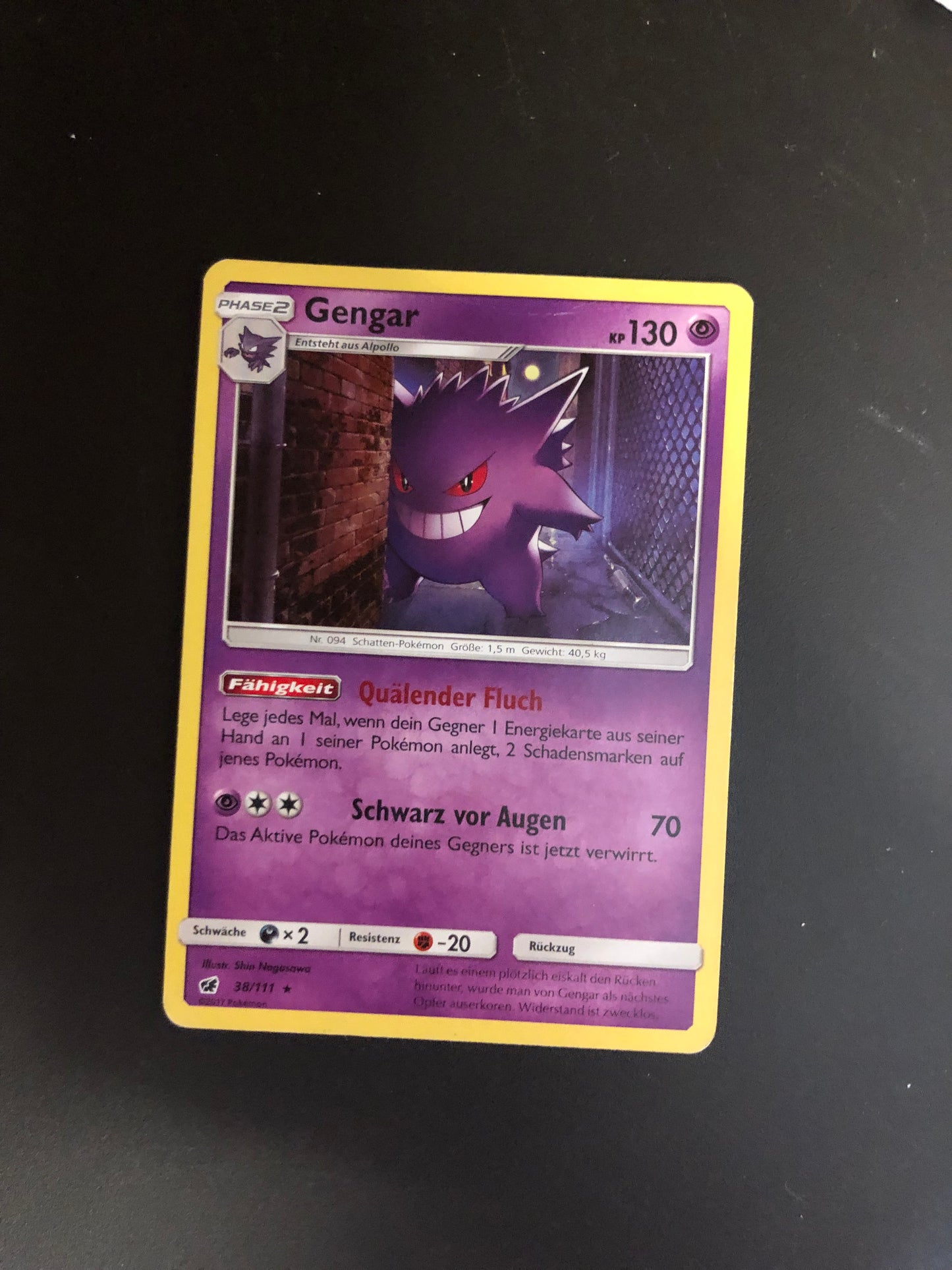Pokemon Karte Holo Gengar 38/111 Deutsch