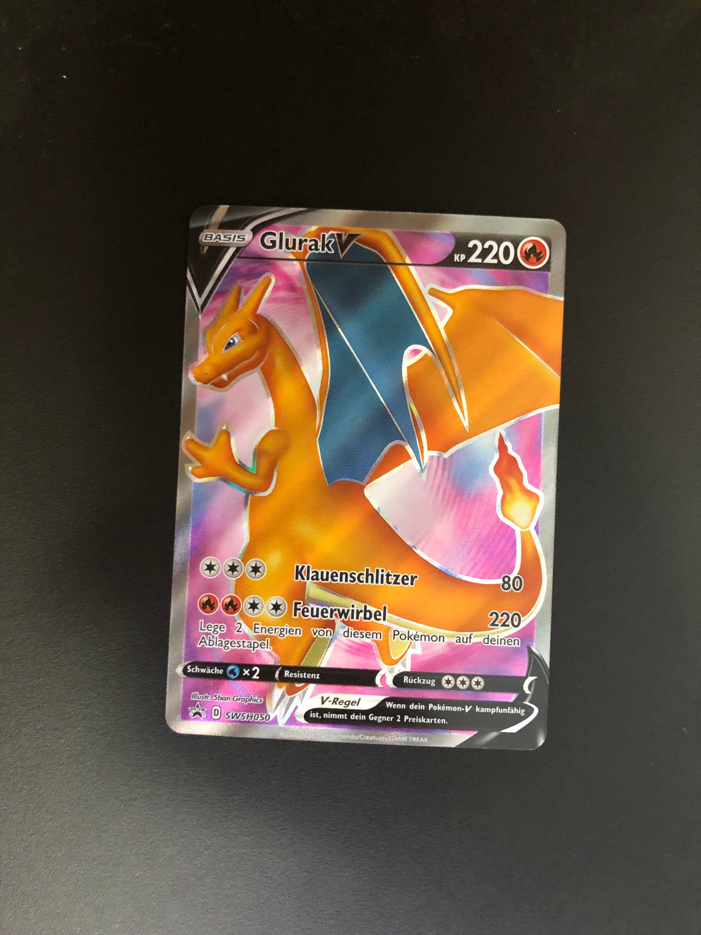 Pokemon Karte V Fullart Glurak SWSH50 Deutsch