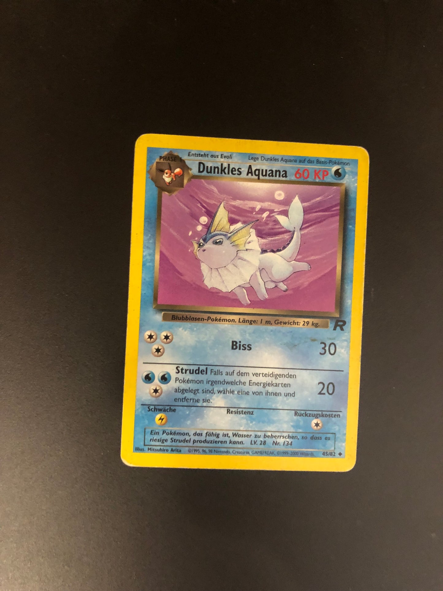 Pokemon Karte Rocket Dunkles Aquana 45/82 Deutsch