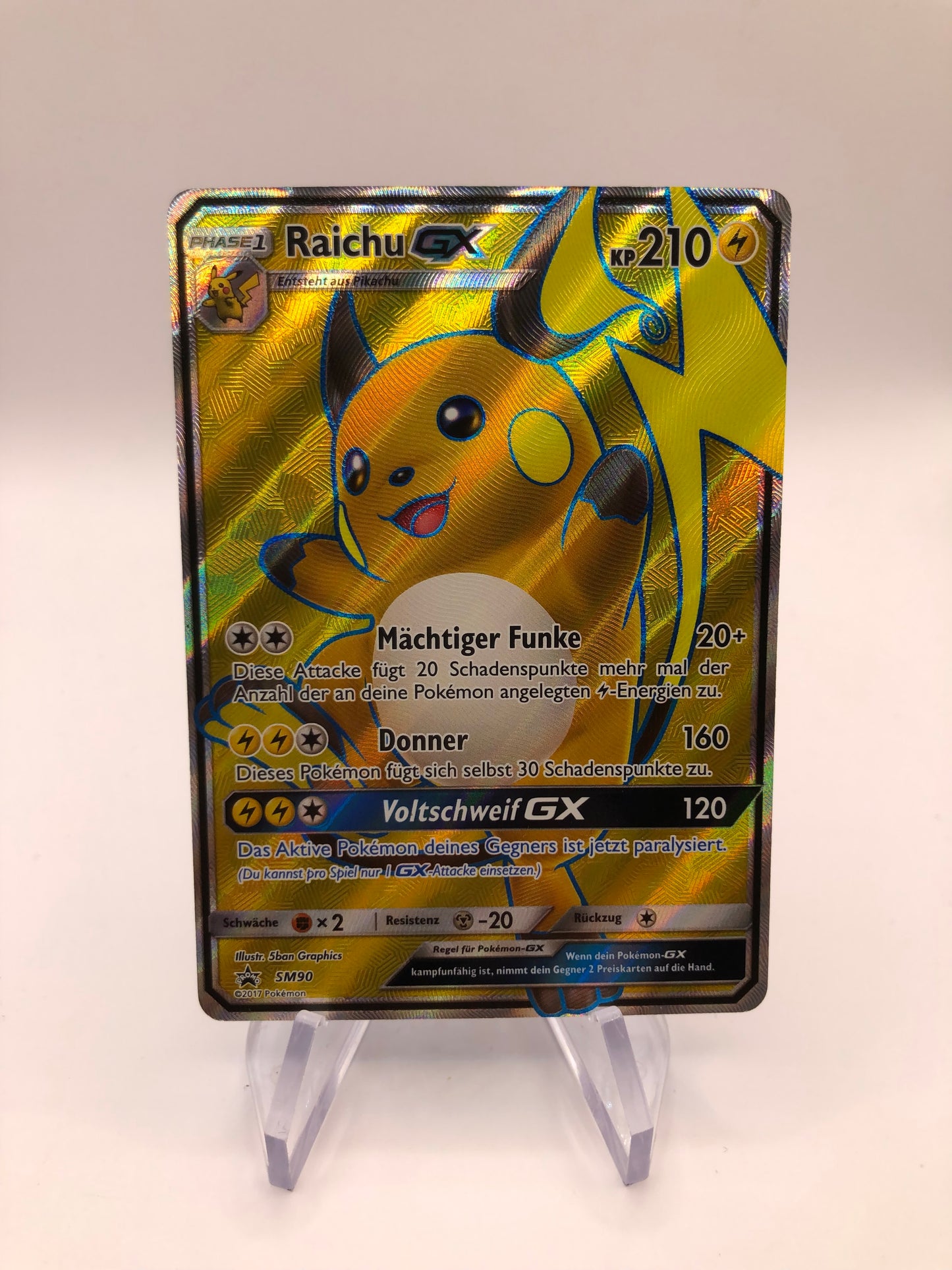 Pokemon Karte GX Fullart Promo Raichu SM90 Deutsch