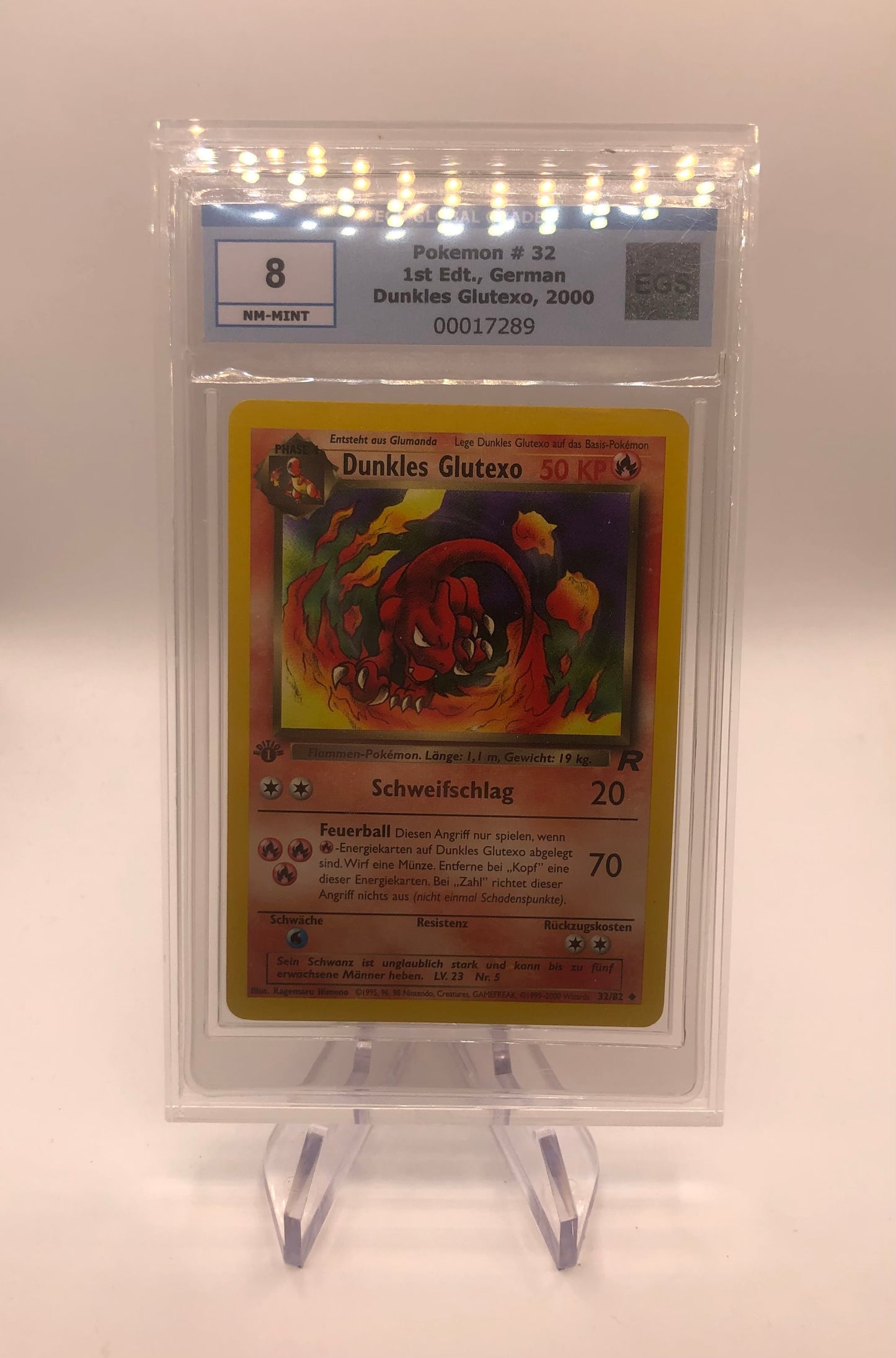 Pokemon Karte EGS 8 Dunkles Glutexo 1st Edition 32/82 Deutsch