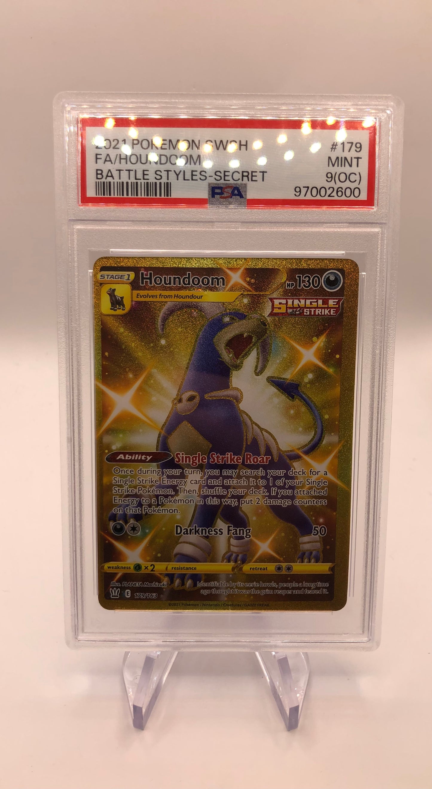 Pokemon Karte PSA 9 Gold Hundemon 179/163 Englisch