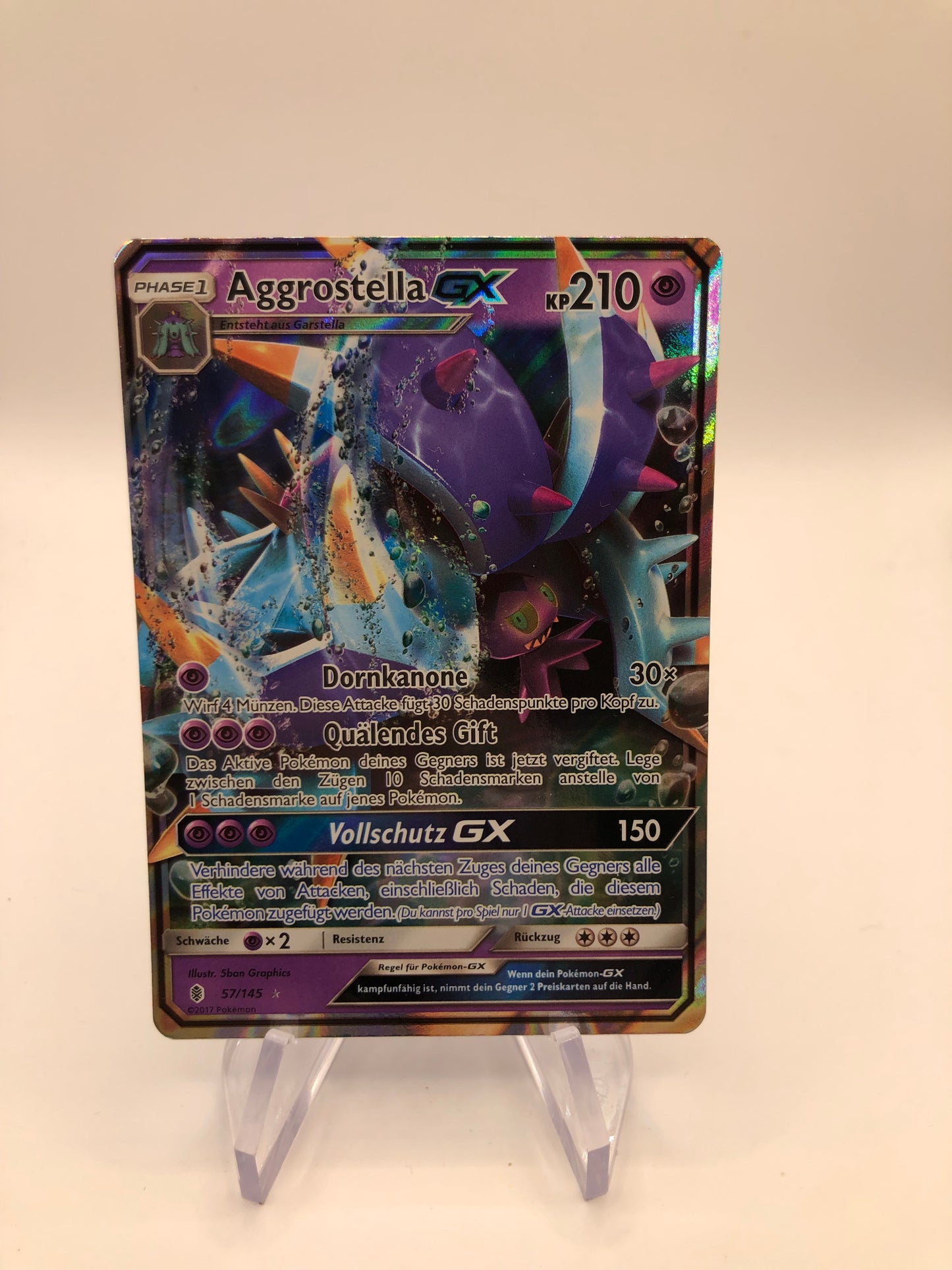 Pokemon Karte GX Aggrostella 57/145 Deutsch