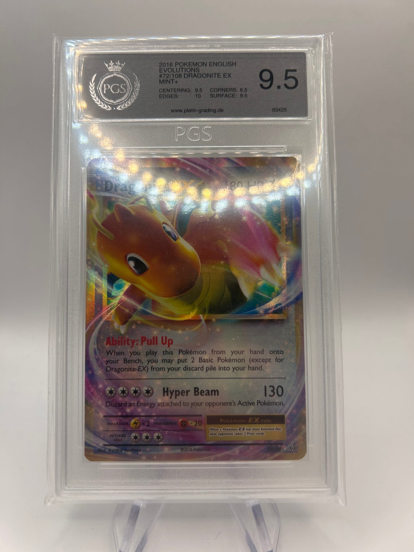 Pokemon Karte Ex PGS 9,5 Dragoran 72/108 Englisch