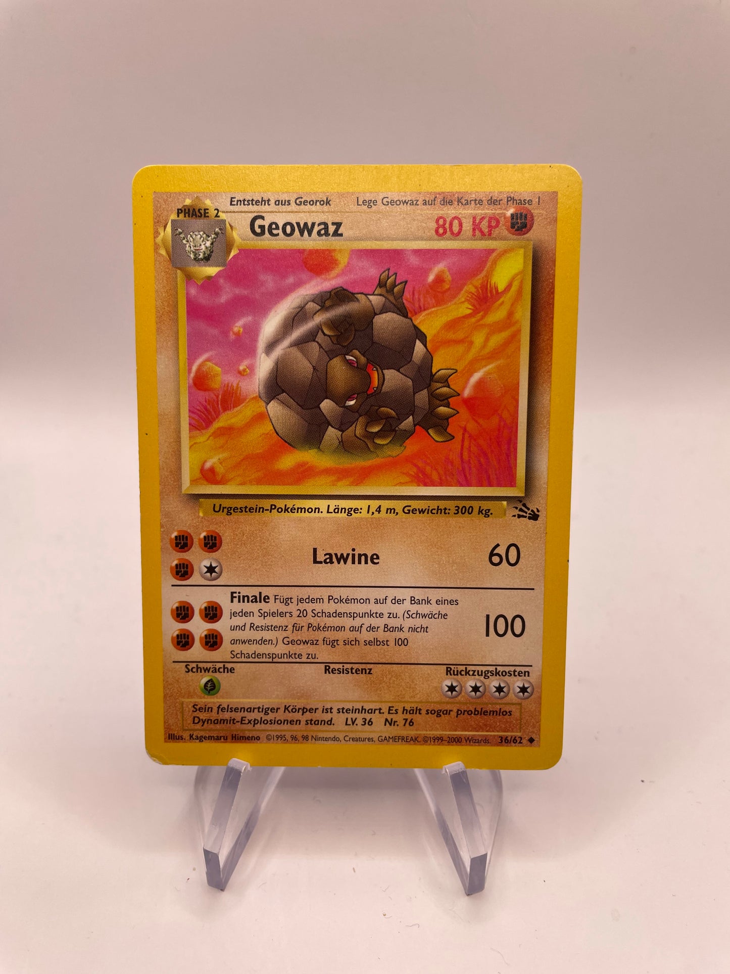 Pokemon Karte Geowaz 36/62 Fossil Deutsch