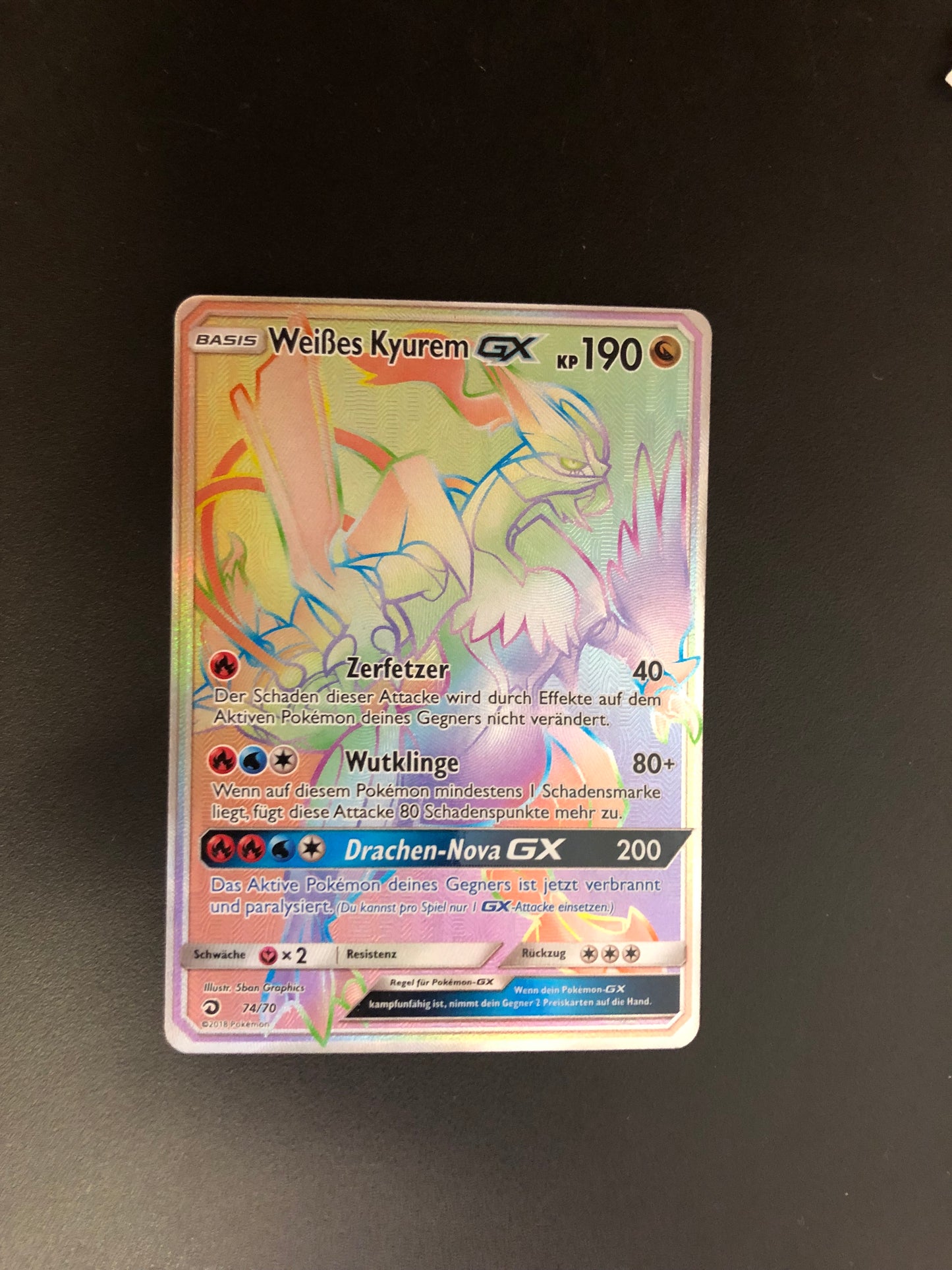 Pokemon Karten GX Rainbow Weißes Kyurem 74/70 Deutsch