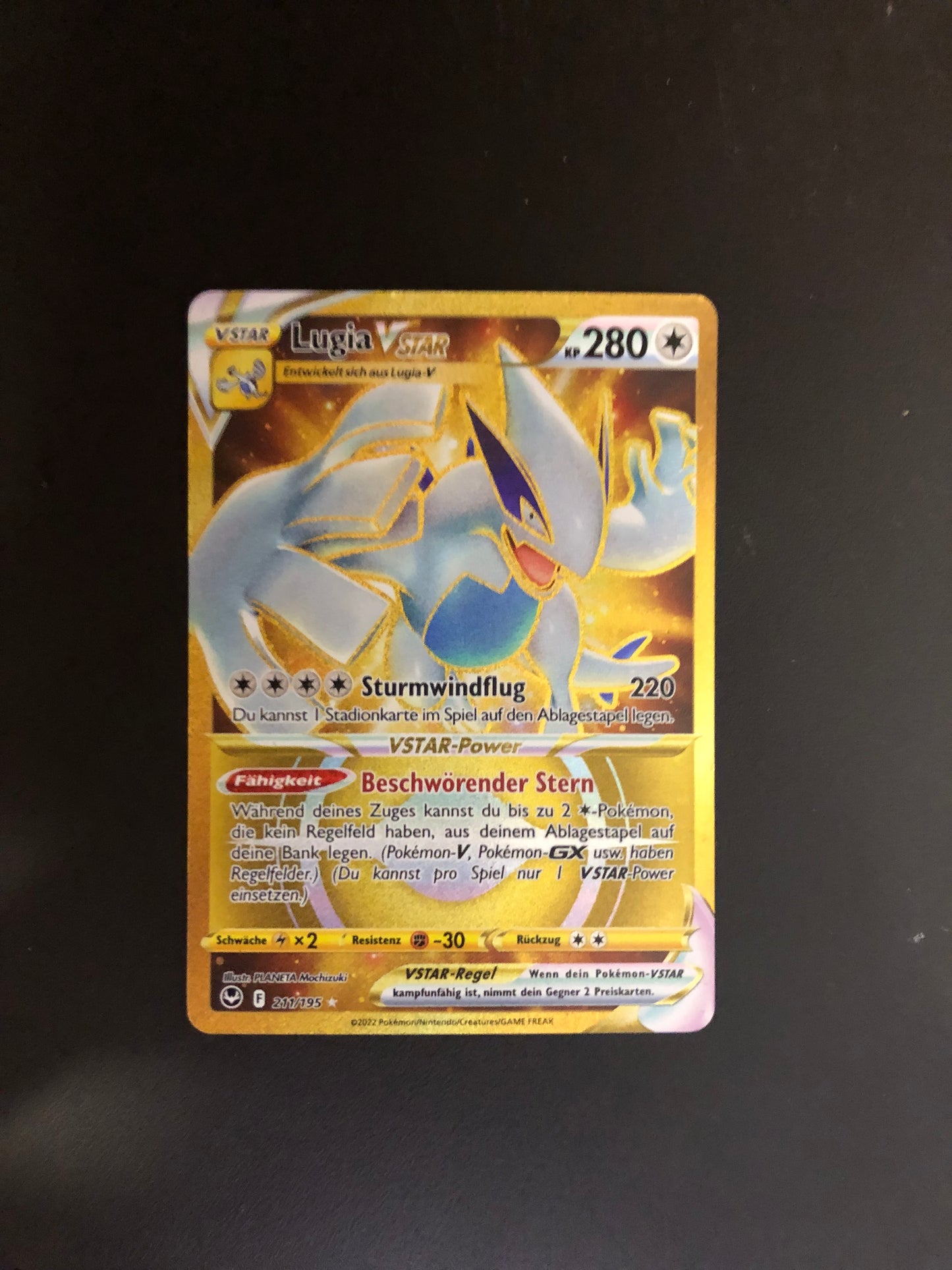 Pokemon Karte Gold Vstar Lugia 211/195 Deutsch