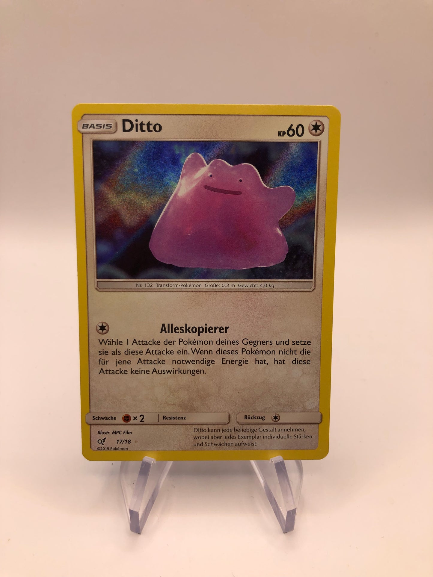 Pokemon Karte Meisterdetektiv Pikachu Ditto 17/18 Deutsch