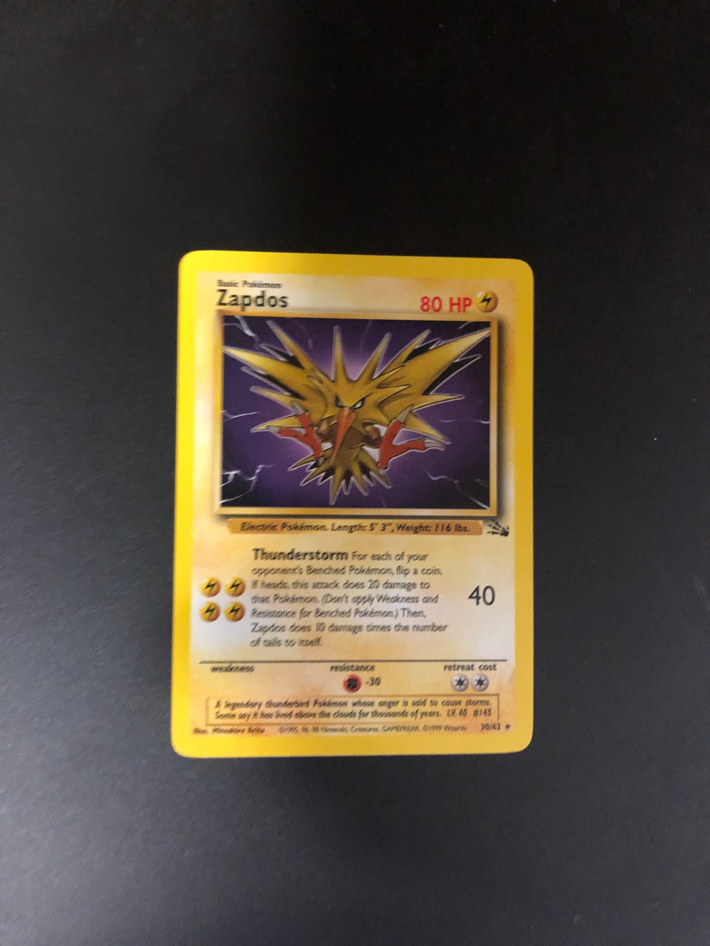 Pokemon Karte Fossil Zapdos 30/62 Englisch