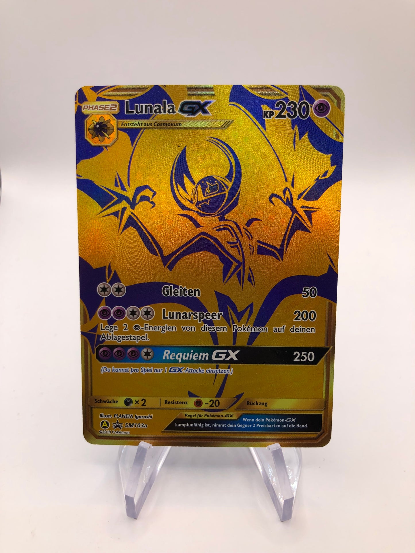 Pokemon Karte GX Gold Lunala SM103a Deutsch