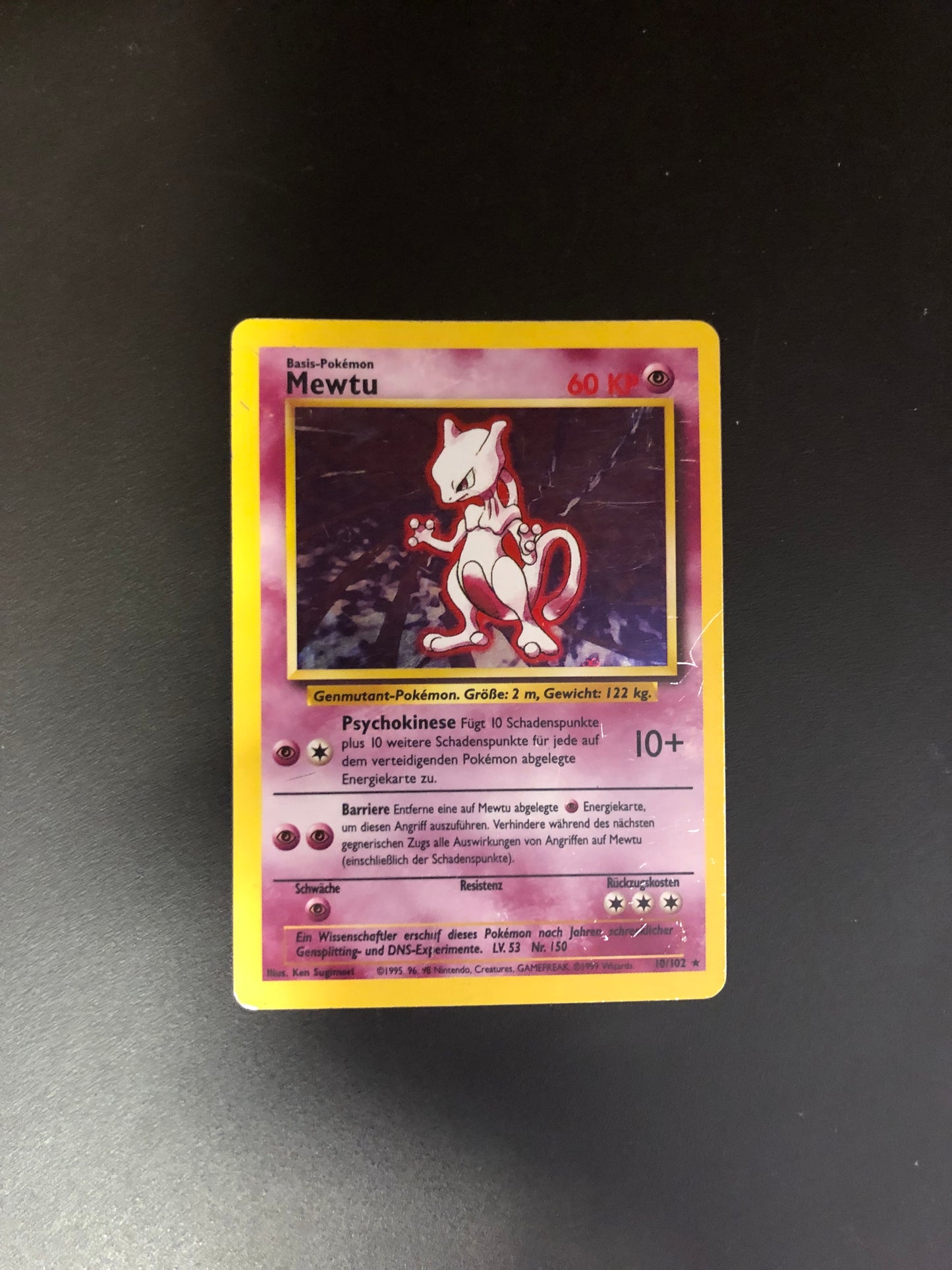 Pokemon Karte Holo Base-Set Mewtu 10/102 Deutsch