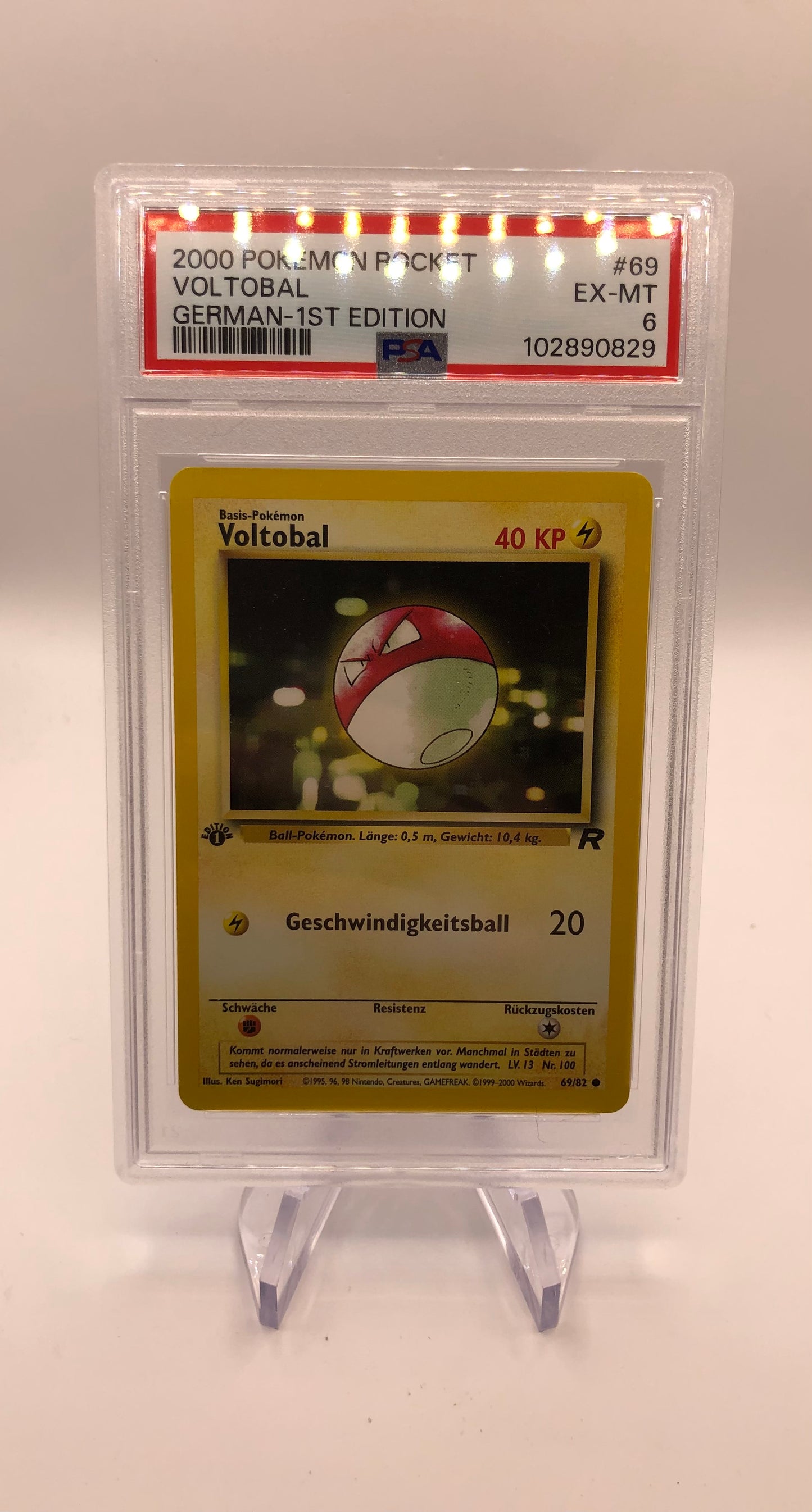 Pokemon Karte PSA 6 1.Edition Voltoball 69/82 Deutsch