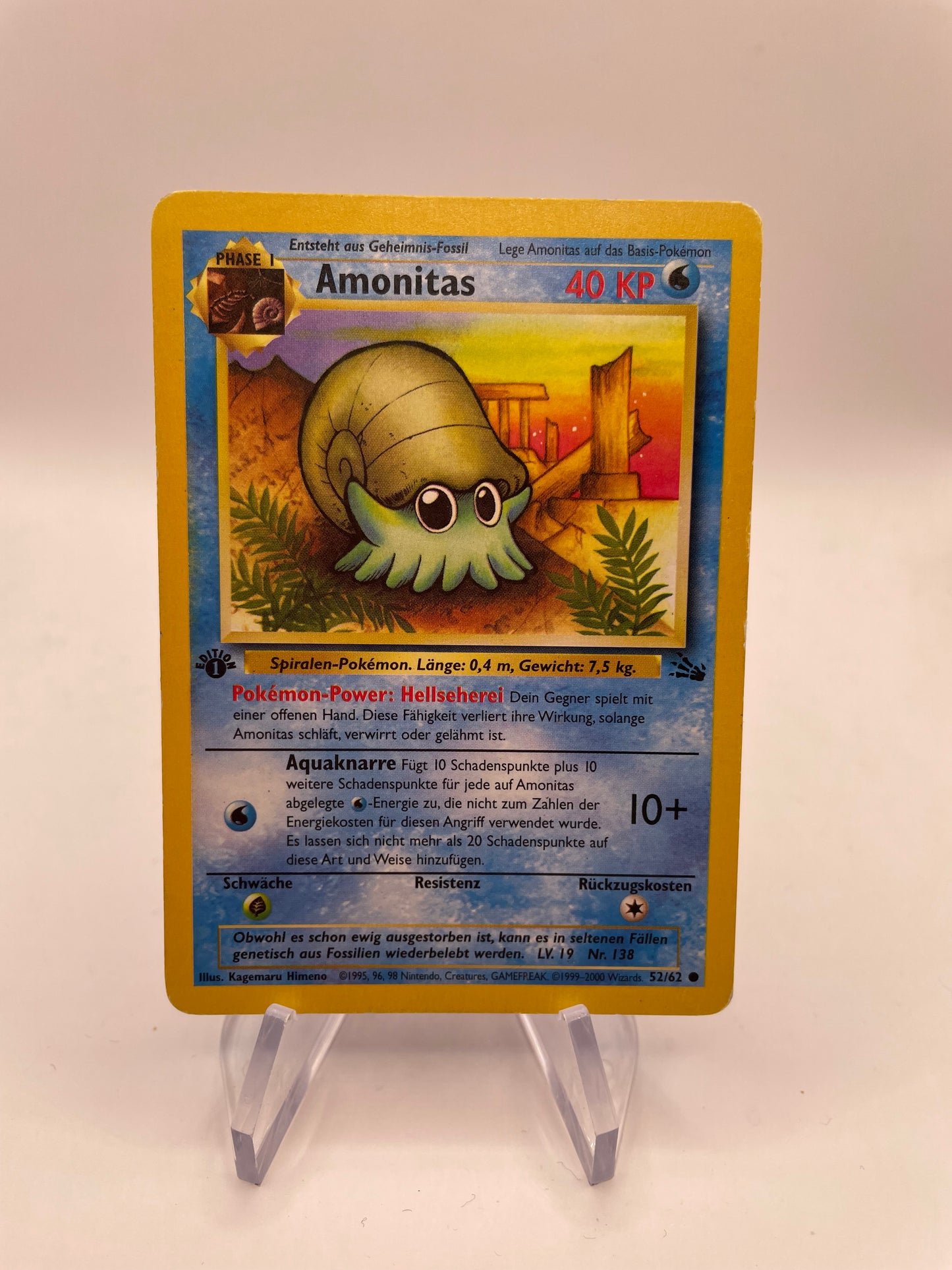 Pokemon Karte Fossil Amonitas 52/62 Deutsch