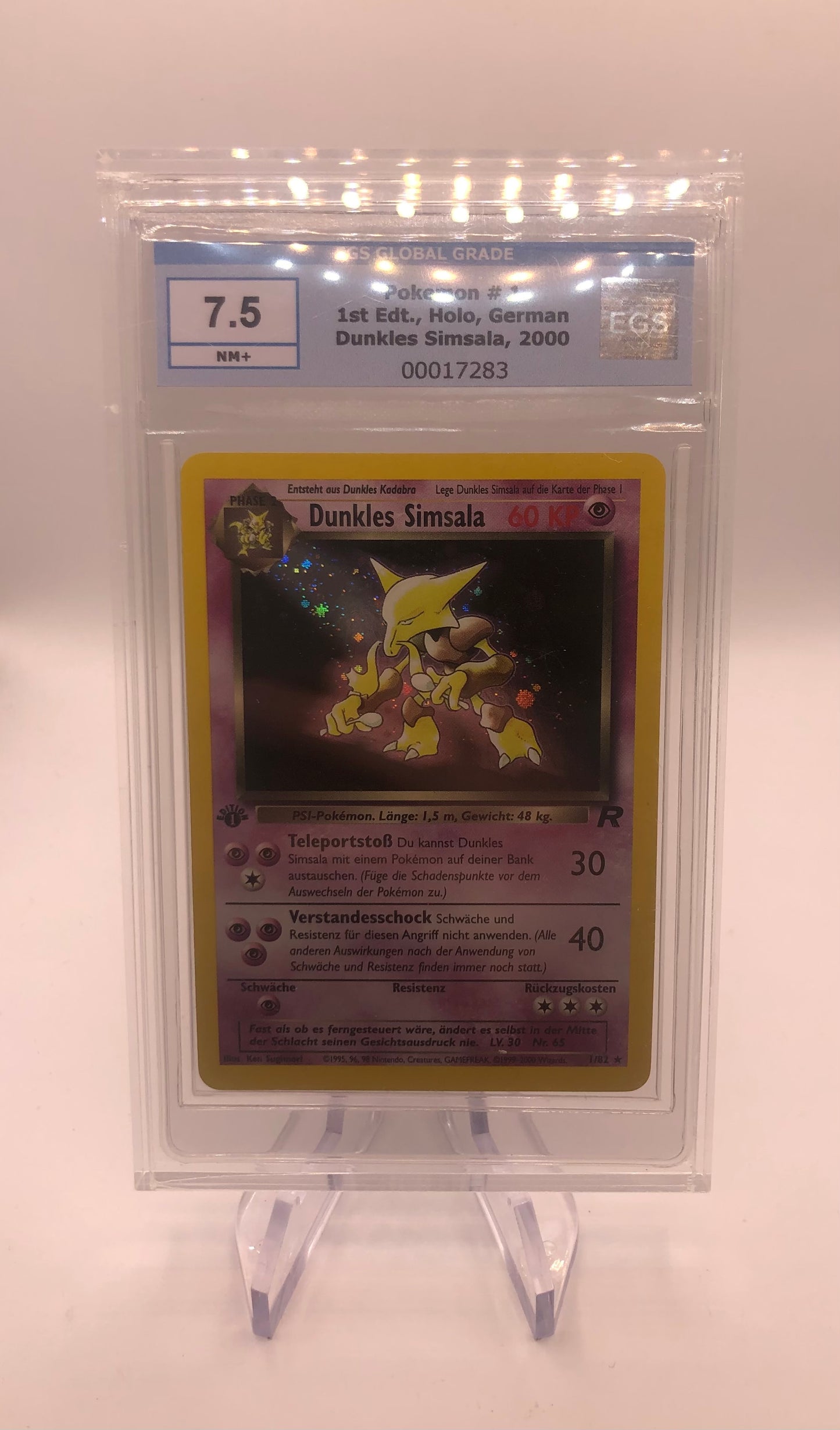 Pokemon Karten EGS 7,5 Holo Dunkles Simsala 1/82 Deutsch