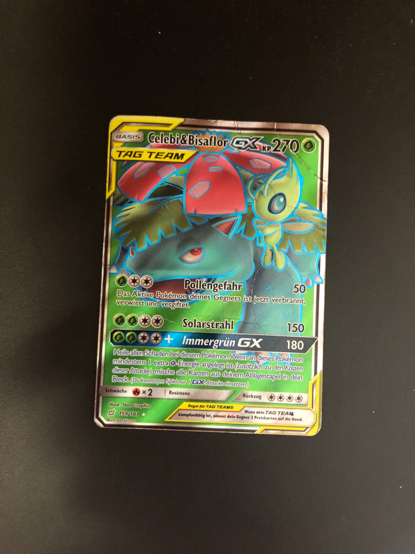 Pokemon Karte GX Fullart Tag Team Celebi&Bisaflor 159/181 Deutsch