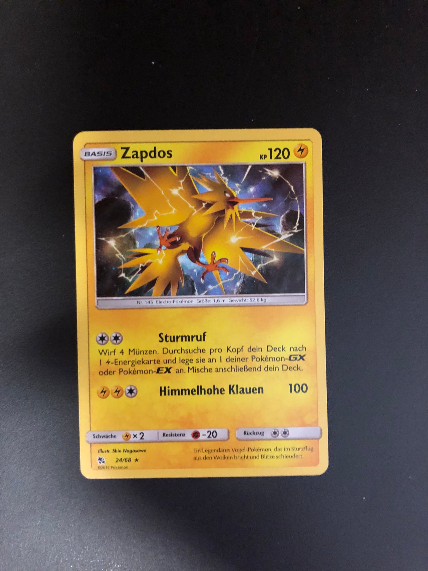 Pokemon Karte Holo Zapdos 24/68 Deutsch