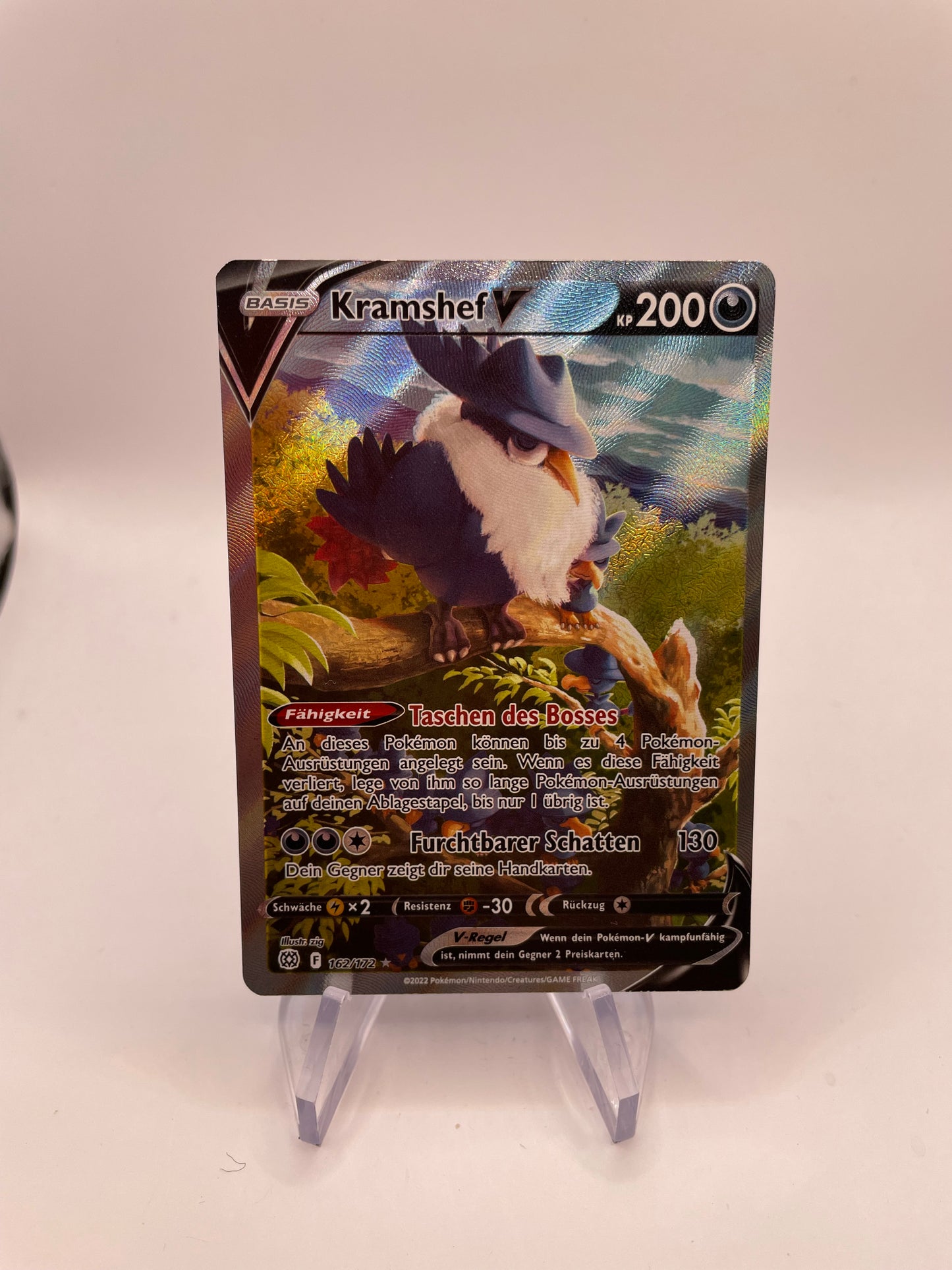 Pokemon Karte V alt Art Kramshef 162/172 Deutsch
