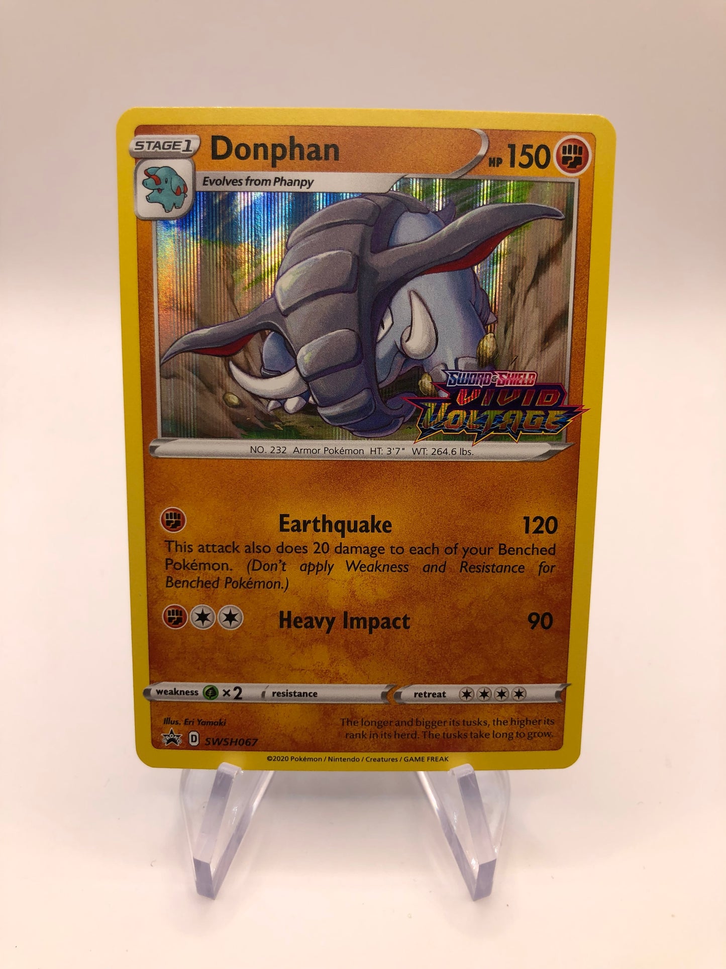 Pokemon Karte Stamp Pre Release Donphan SWSH67 Englisch