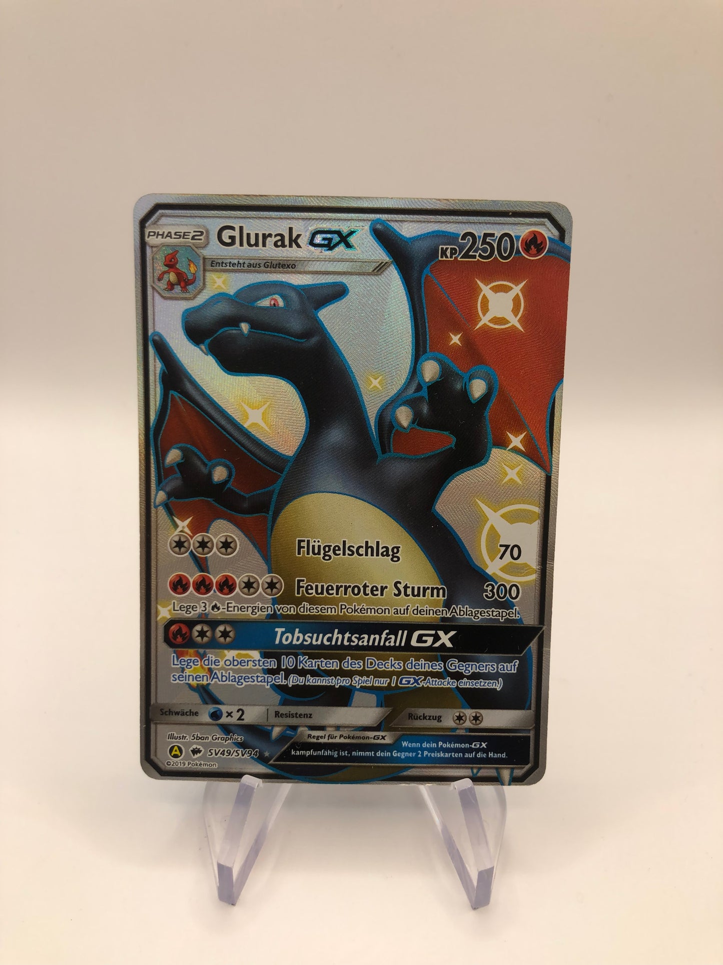 Pokemon Karte GX Shiny Fullart Glurak SV49/SV94 Deutsch