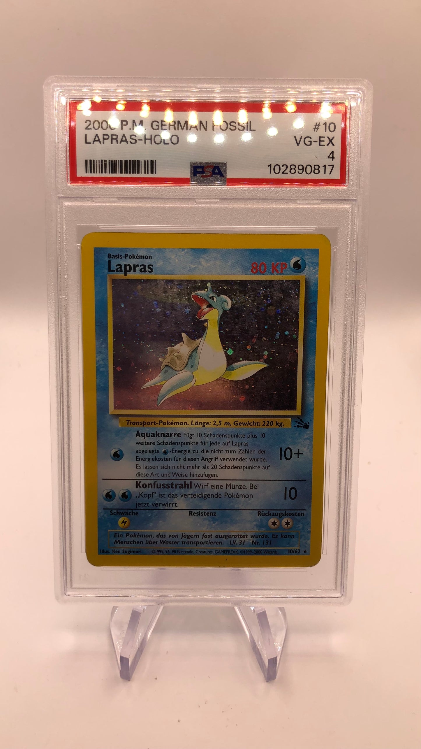 Pokemon Karte PSA 4 Holo Lapras 10/62 Deutsch