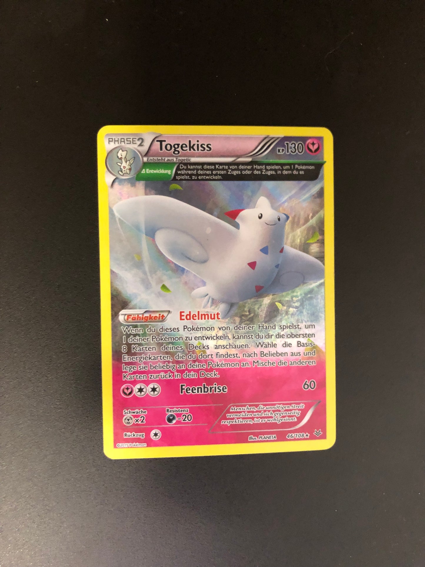 Pokemon Karte Art-Rare Togekiss 46/108 Deutsch