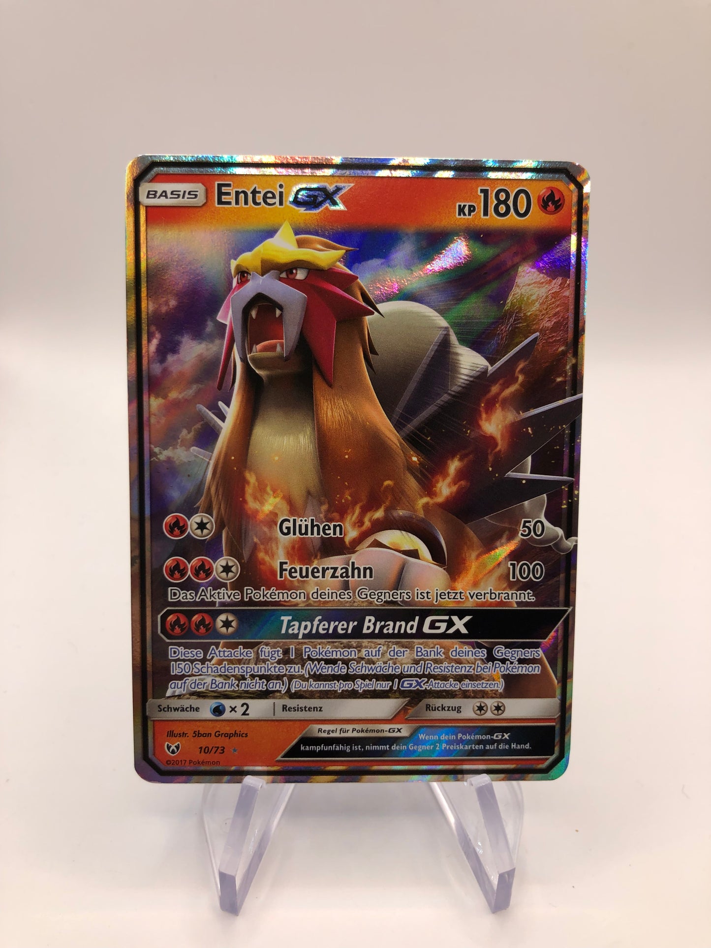 Pokemon Karte GX Entei 10/73 Englisch